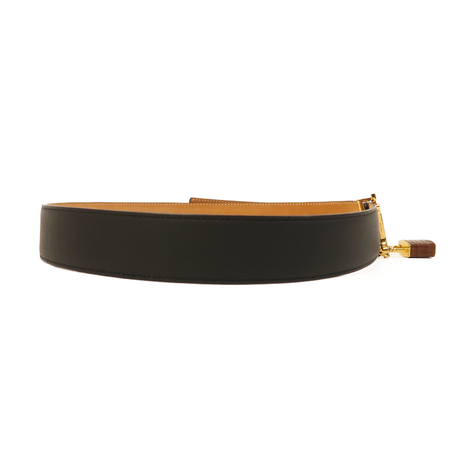 BURBERRY 牛皮皮革Belt 100cm金扣皮帶黑色