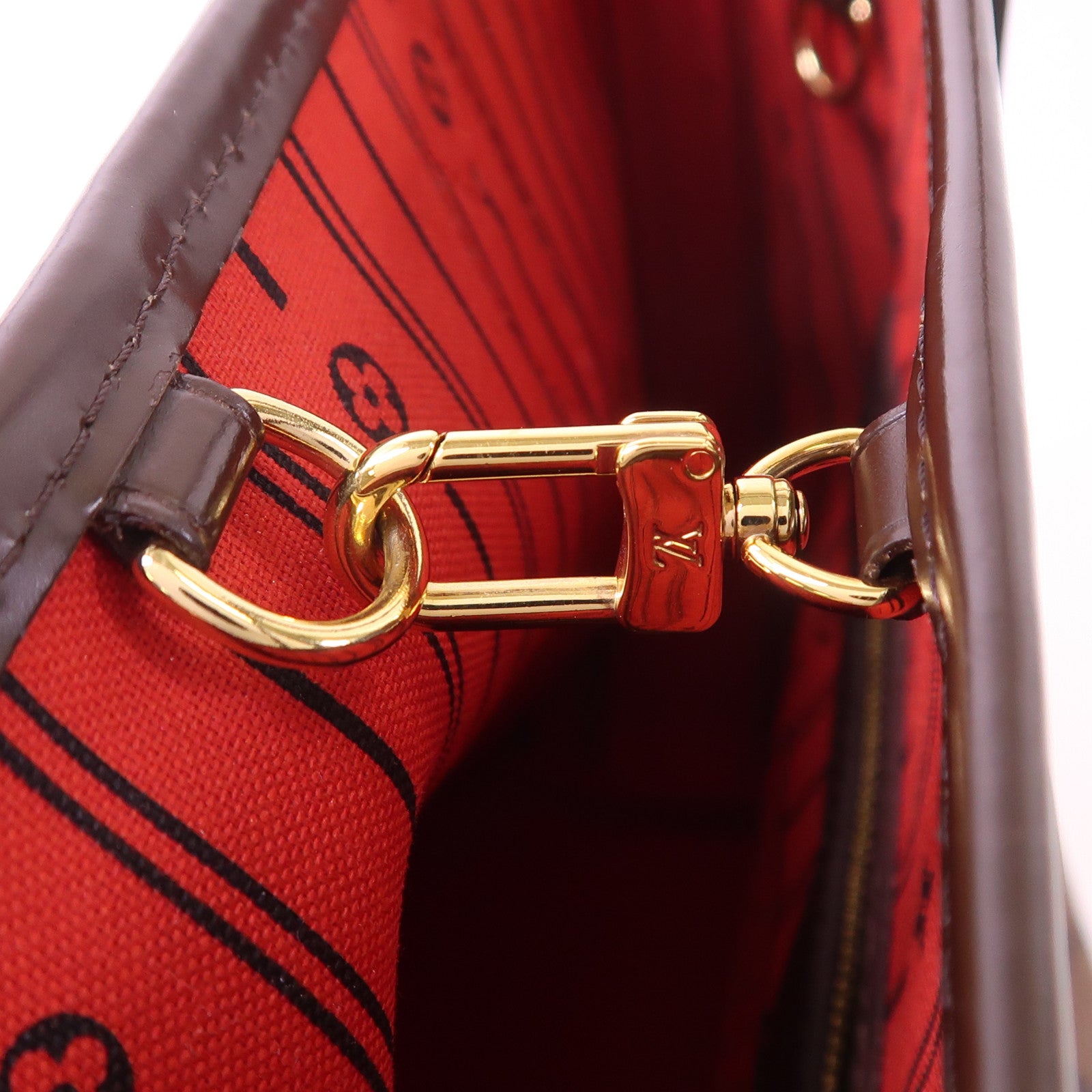 LOUIS VUITTON Damier Neverfull PM金扣手挽袋