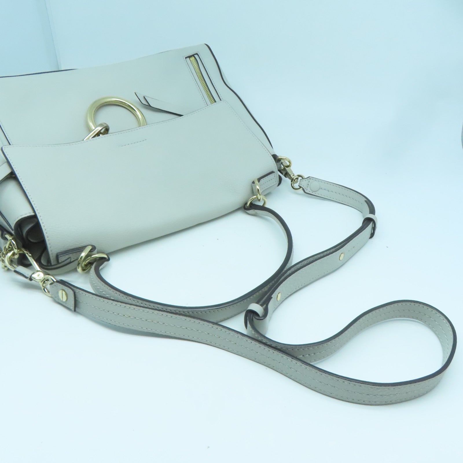 Chloe 【激減優惠】牛皮皮革2 Way Shoulder金扣手挽肩背兩用袋灰色