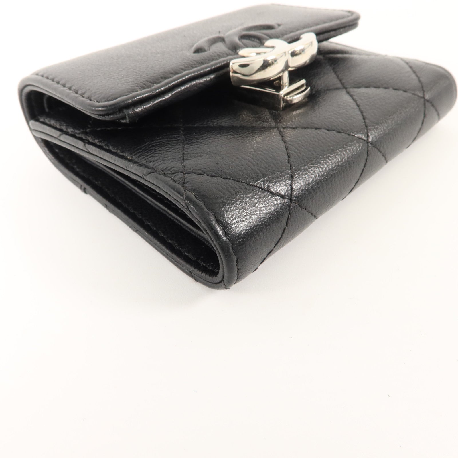 CHANEL 牛皮皮革Trifold Wallet銀扣錢包