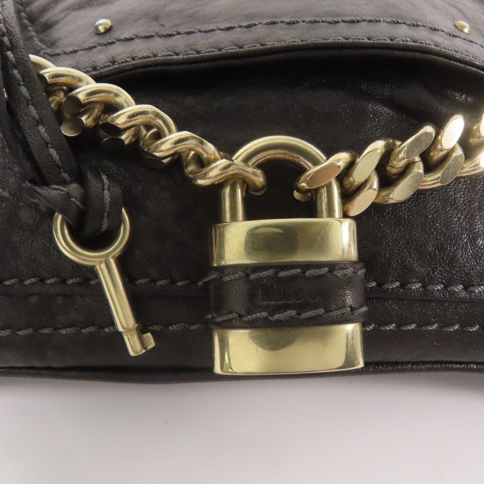 Chloe 牛皮皮革Hand Bag金扣肩背袋