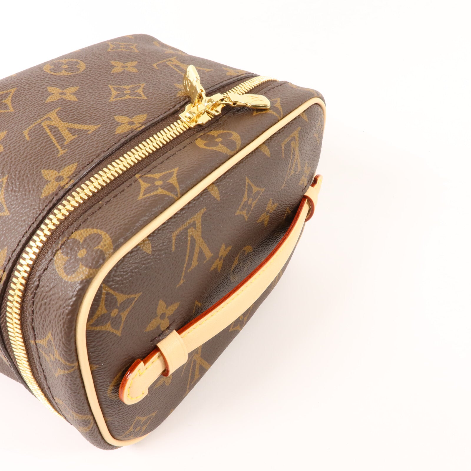 LOUIS VUITTON Monogram Nice Mini金扣手挽袋棕色
