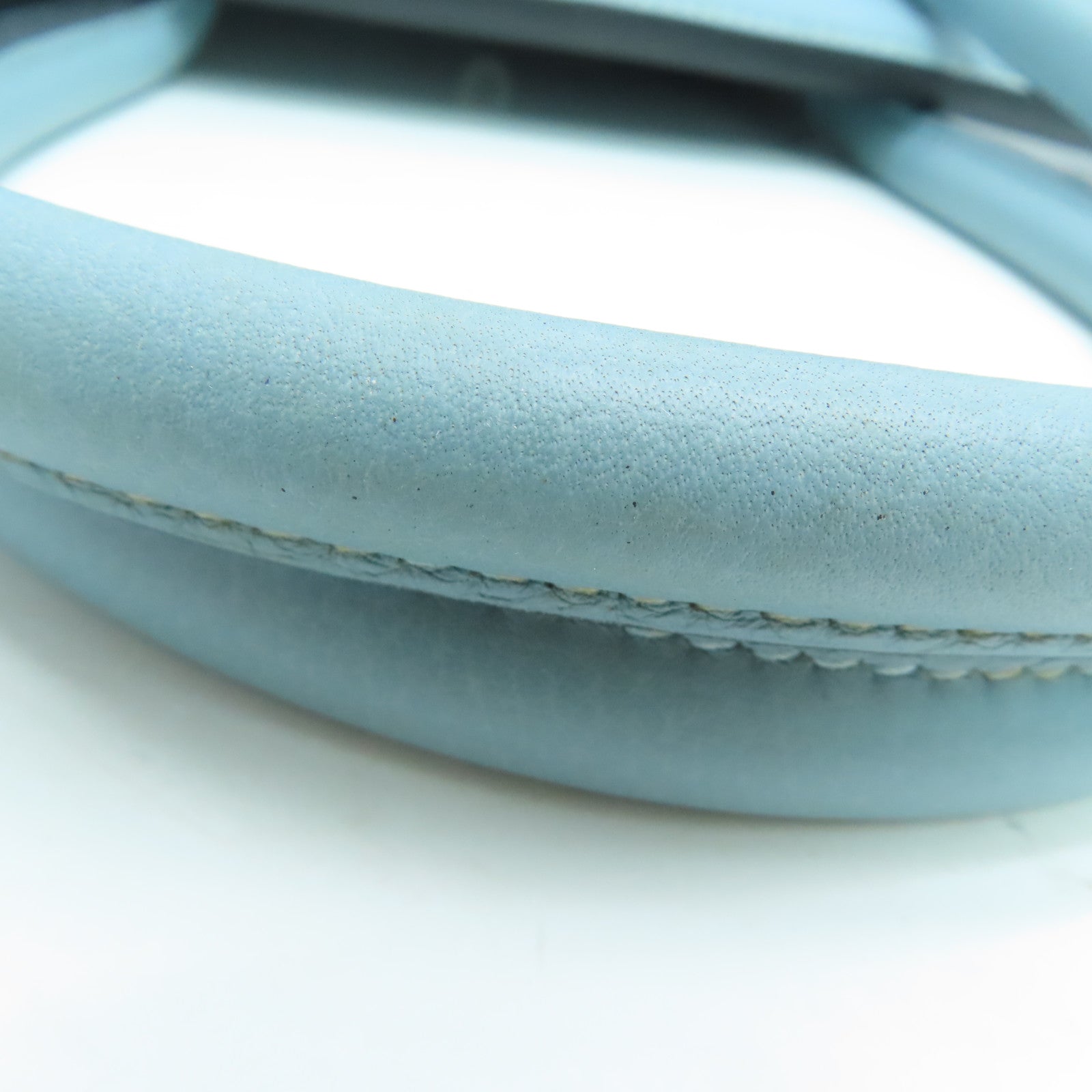 HERMES Clemence皮革Shoulder Birkin银扣手挽袋灰水蓝