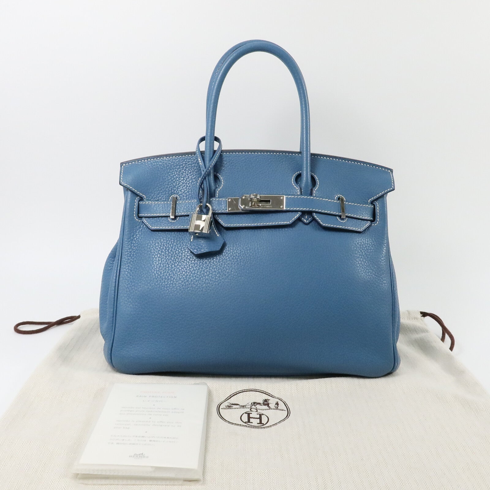 HERMES Togo皮革Birkin 30手挽袋Bleu Jean