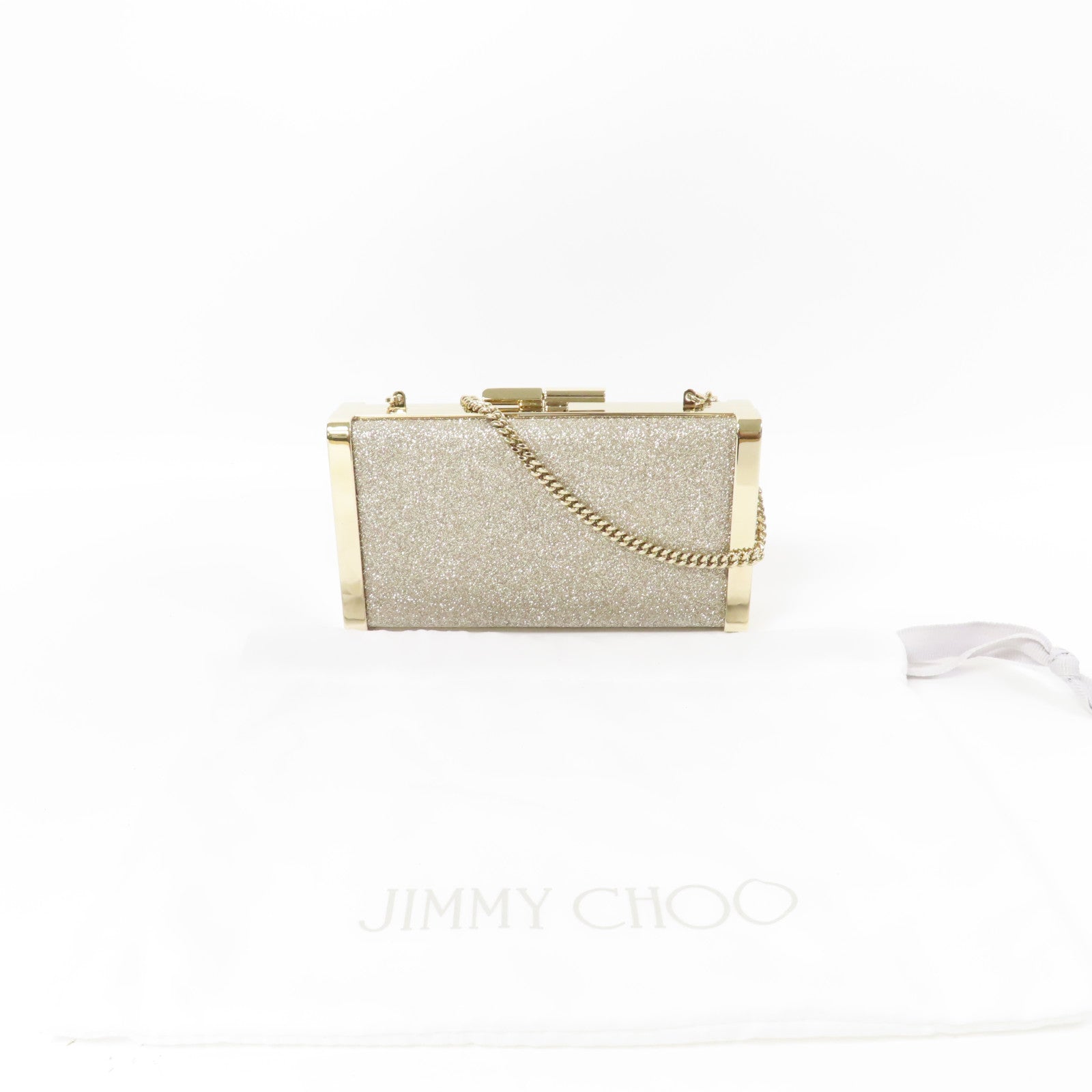 JIMMY CHOO 金屬/亮片Chain Shoulder Bag金扣鏈帶肩背袋金色