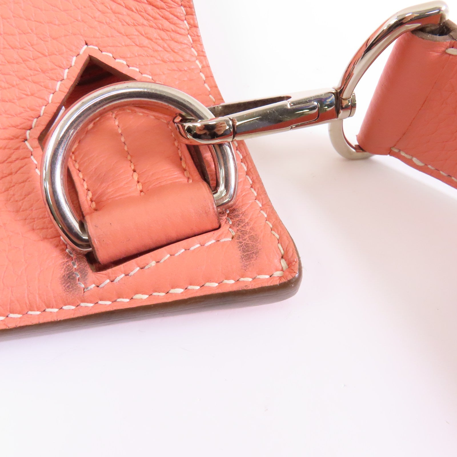 HERMES Clemence皮革Jypsiere 34銀扣肩背袋Crevette/粉紅色