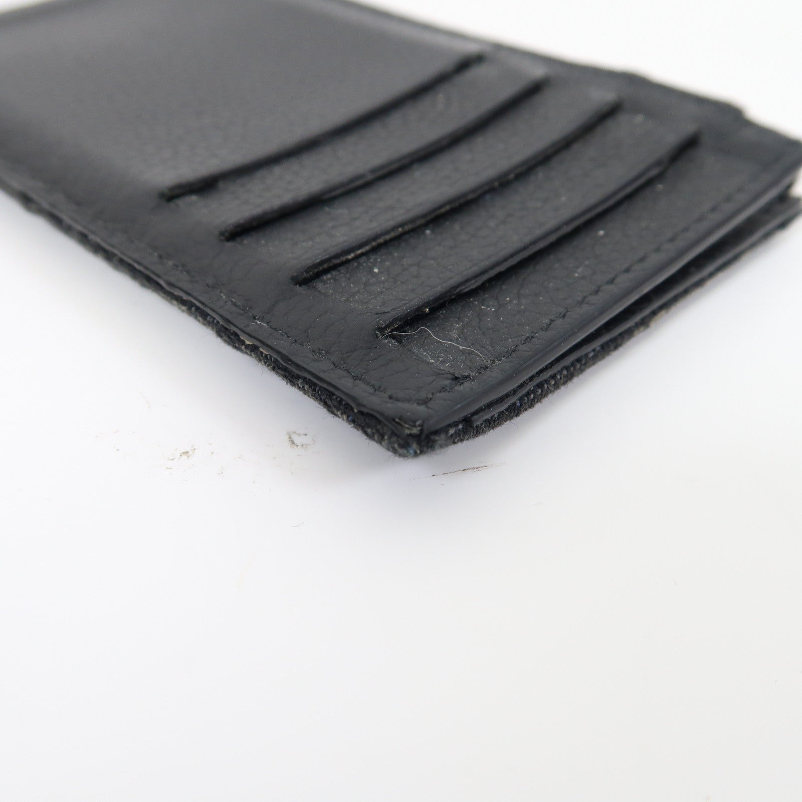 Dior 帆布/牛皮皮革Oblique Card Case銀扣卡片套黑色