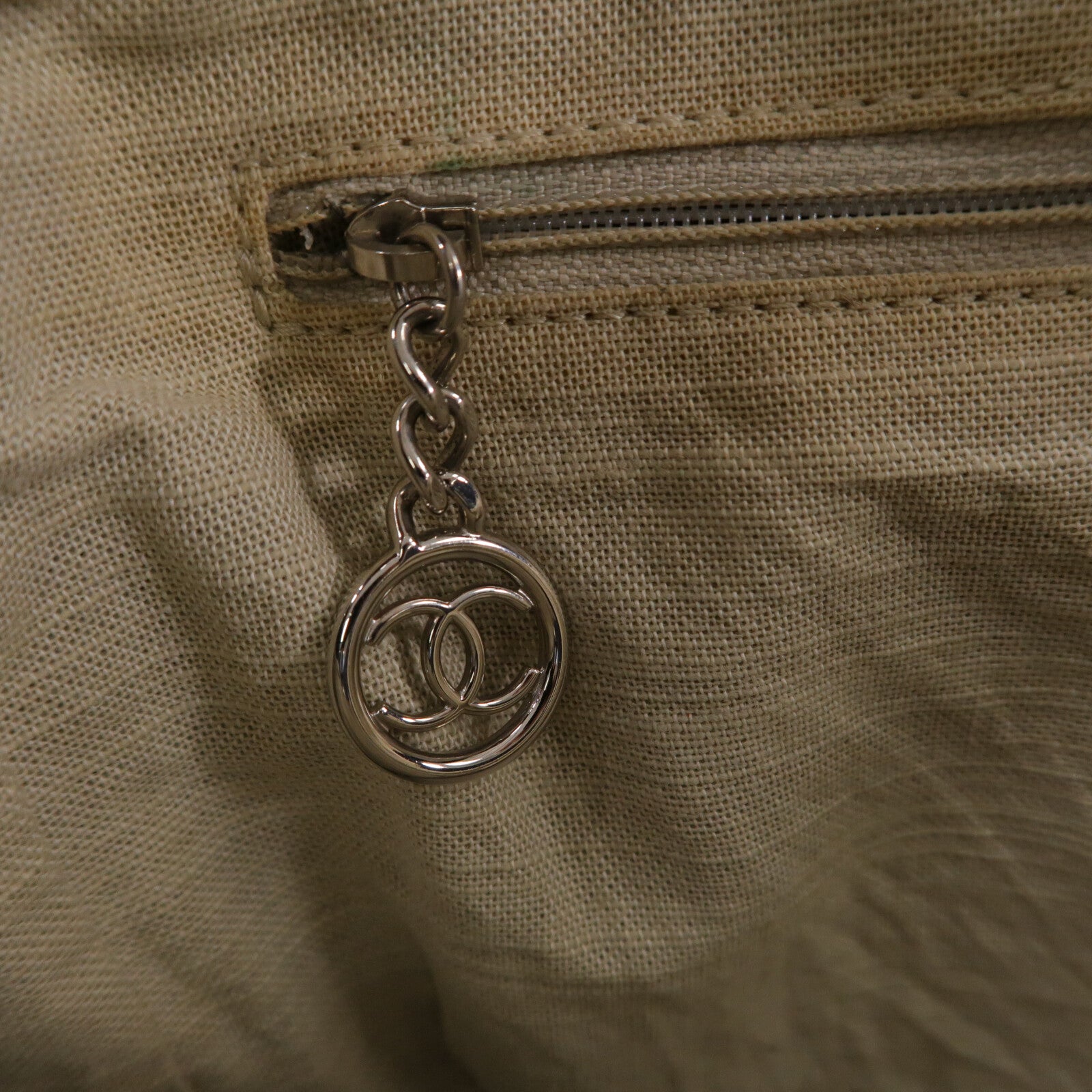 CHANEL 帆布Deauville Tote Medium鏈帶手挽肩背兩用袋