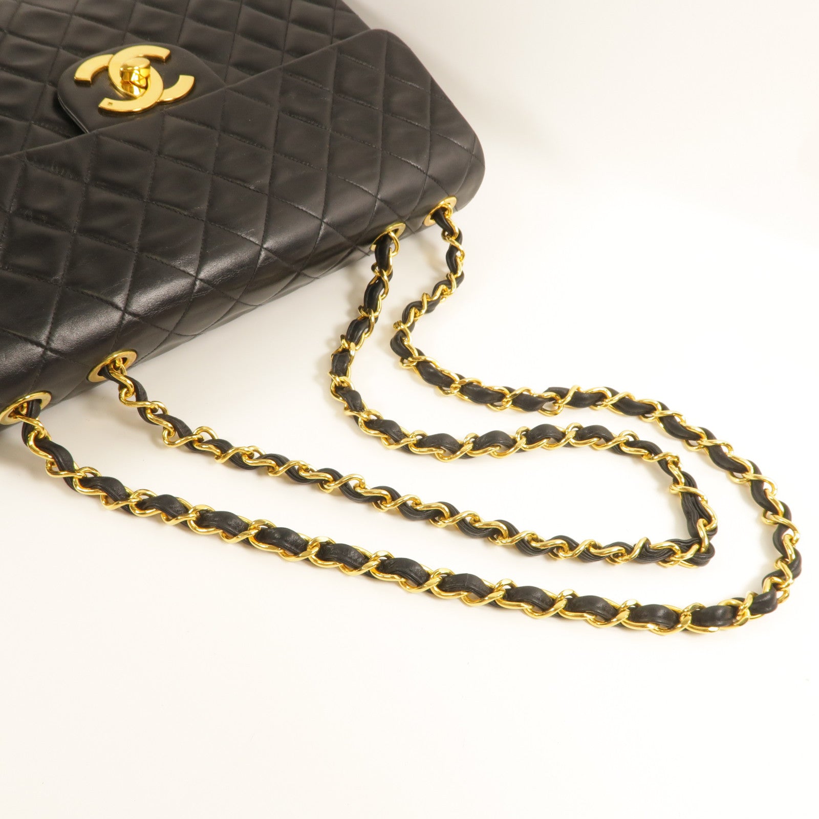 CHANEL 牛皮皮革Vintage Chain Shoulder金扣肩背袋