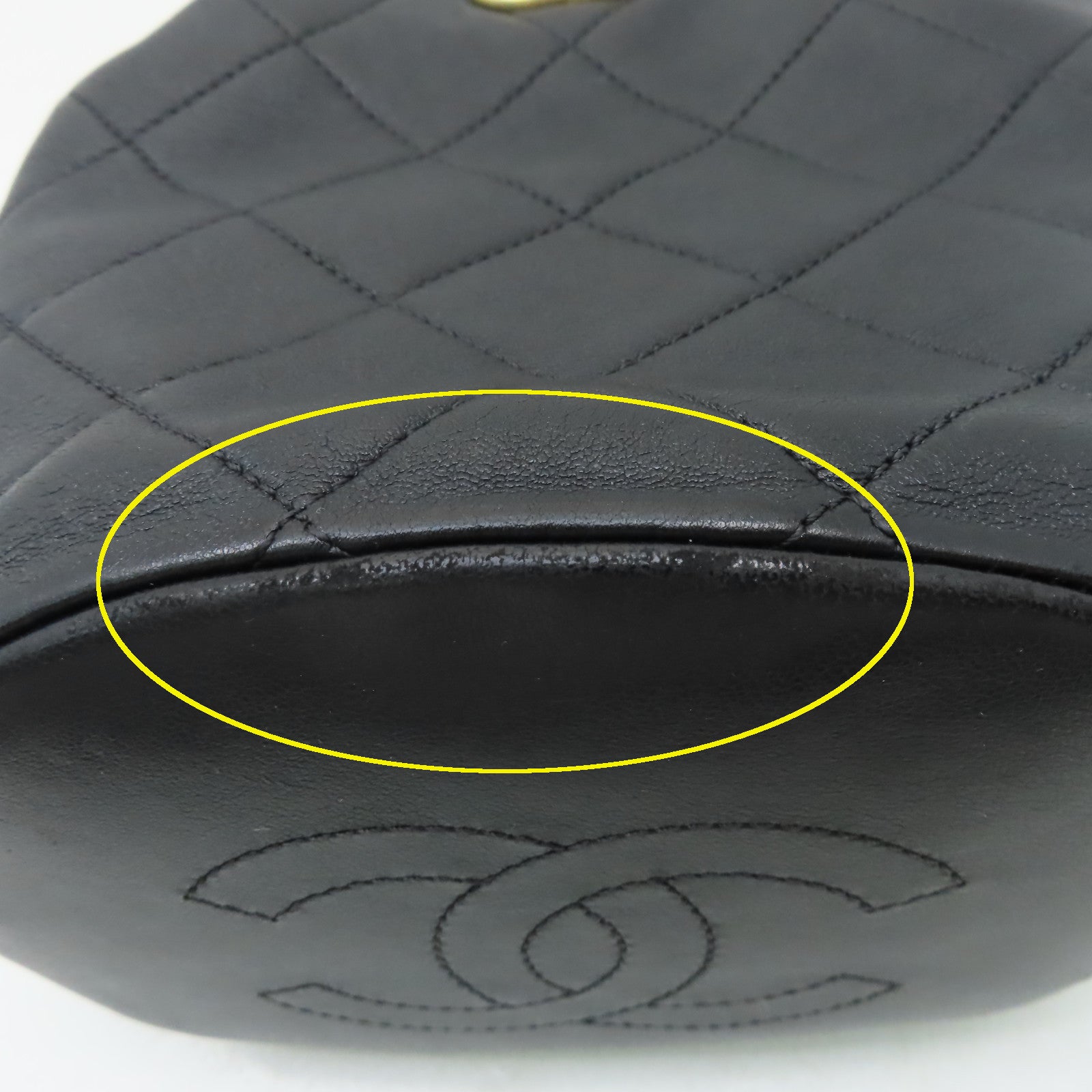 CHANEL 菱格牛皮皮革Chain Shoulder金扣手挽肩背兩用袋黑色