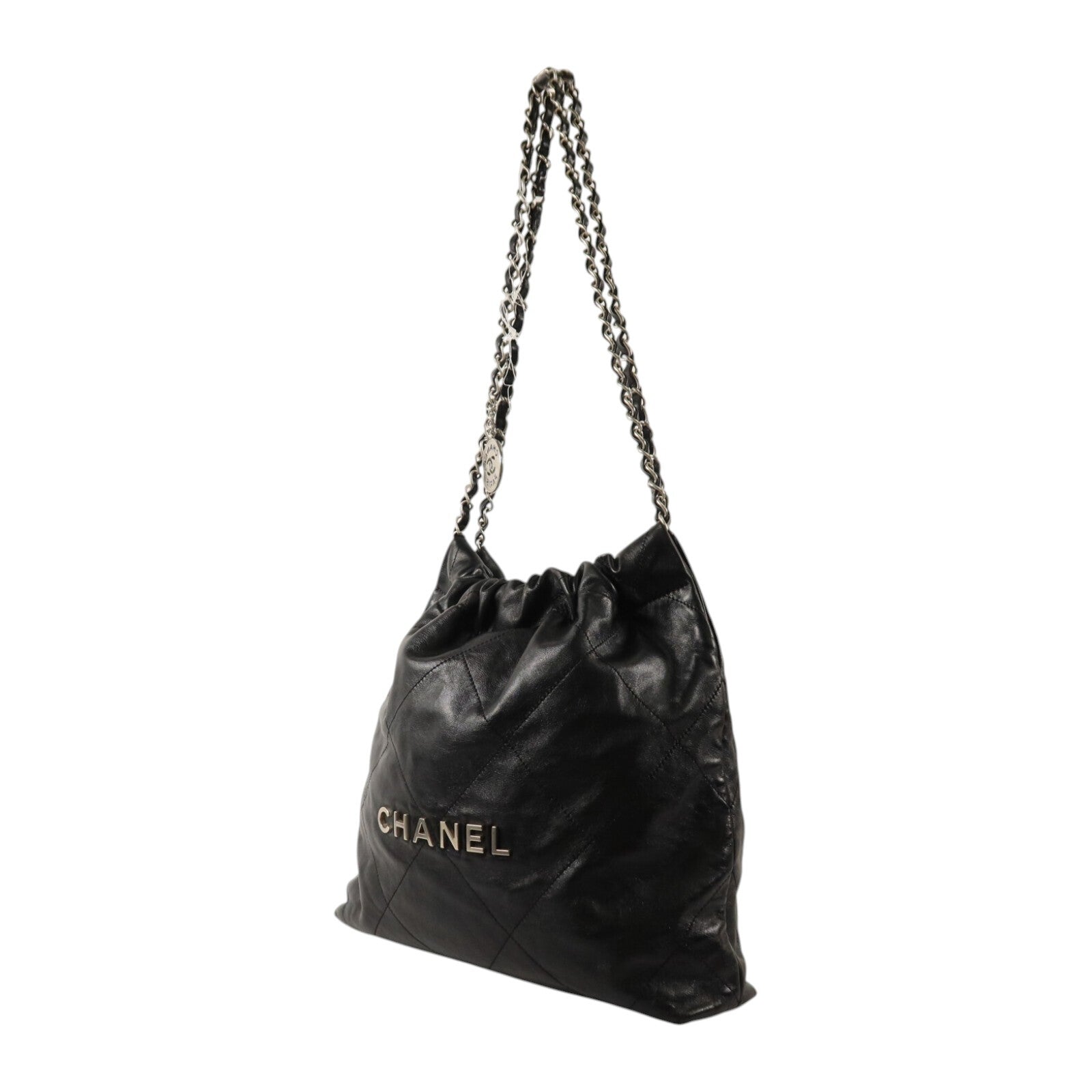 CHANEL 牛皮皮革Chanel 22 Small銀扣鏈帶肩背袋