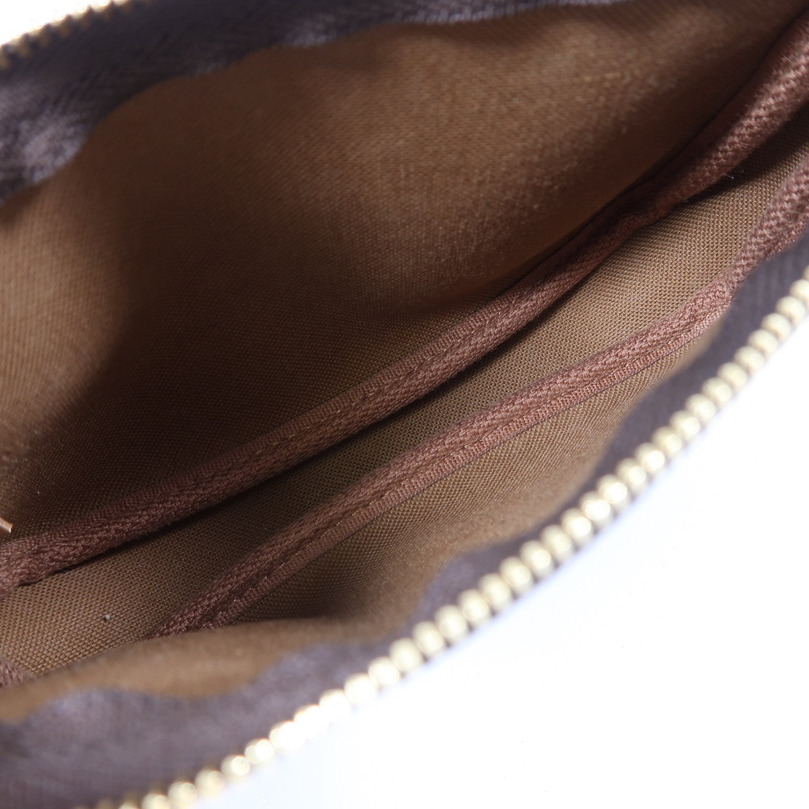LOUIS VUITTON Monogram Mini Pochette Accessoires金扣手挽袋啡色