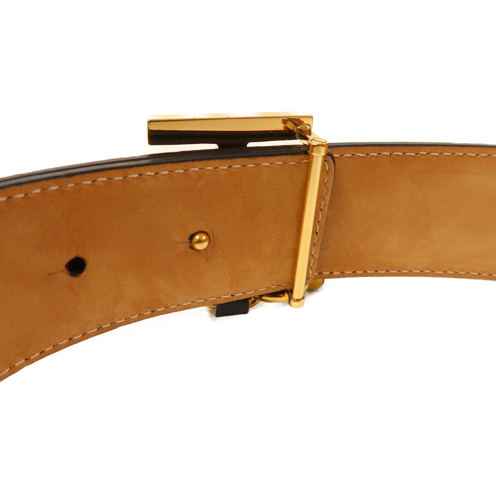 BURBERRY 牛皮皮革Belt 100cm金扣皮帶黑色