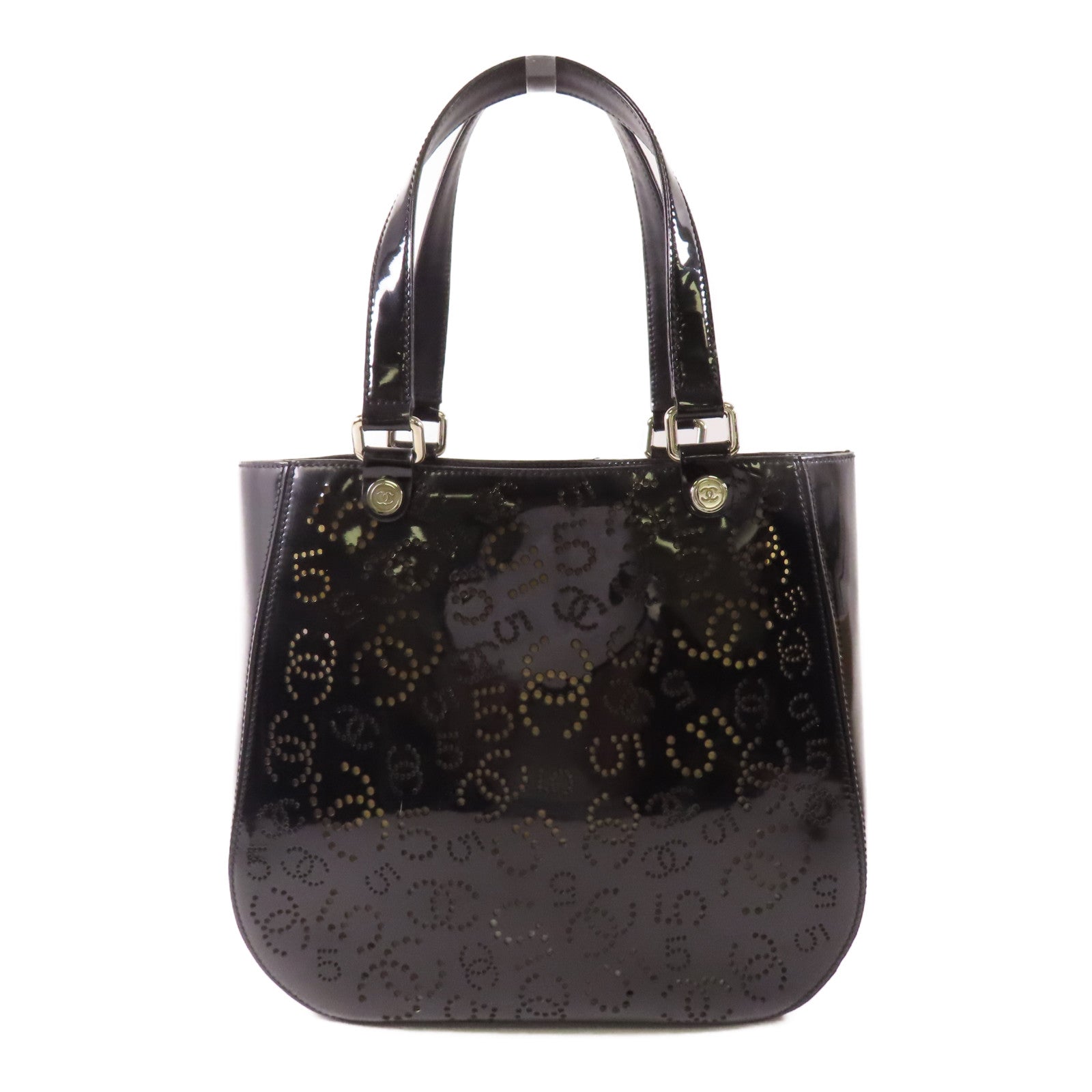 CHANEL 漆皮皮革No.5 Coco Mark Tote Bag銀扣肩背袋