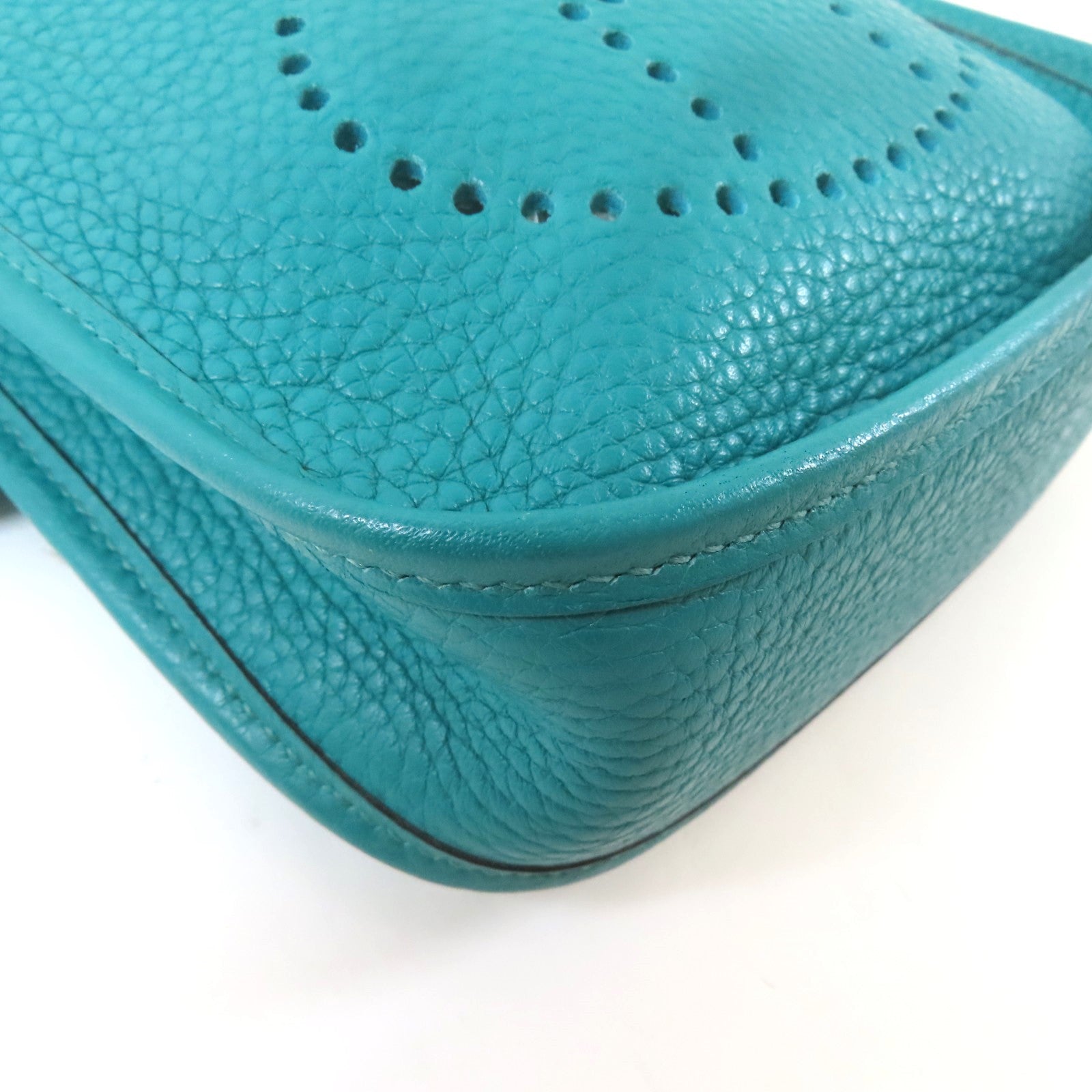 HERMES 【激減優惠】Clemence皮革Evelyne TPM銀扣肩背袋綠色