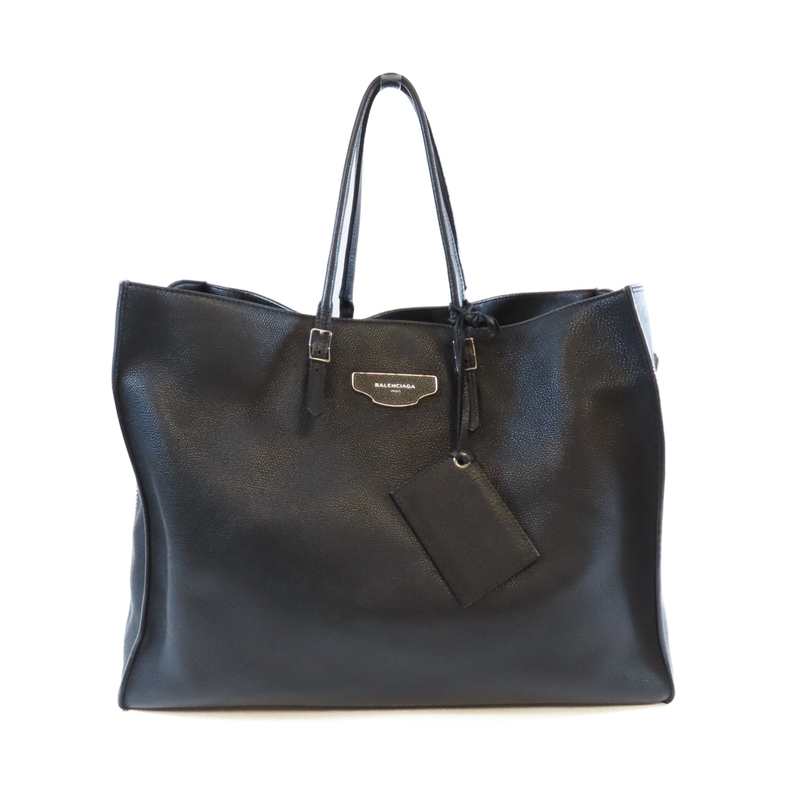 BALENCIAGA 【激減優惠】牛皮皮革Tote Bag銀扣肩背袋黑色