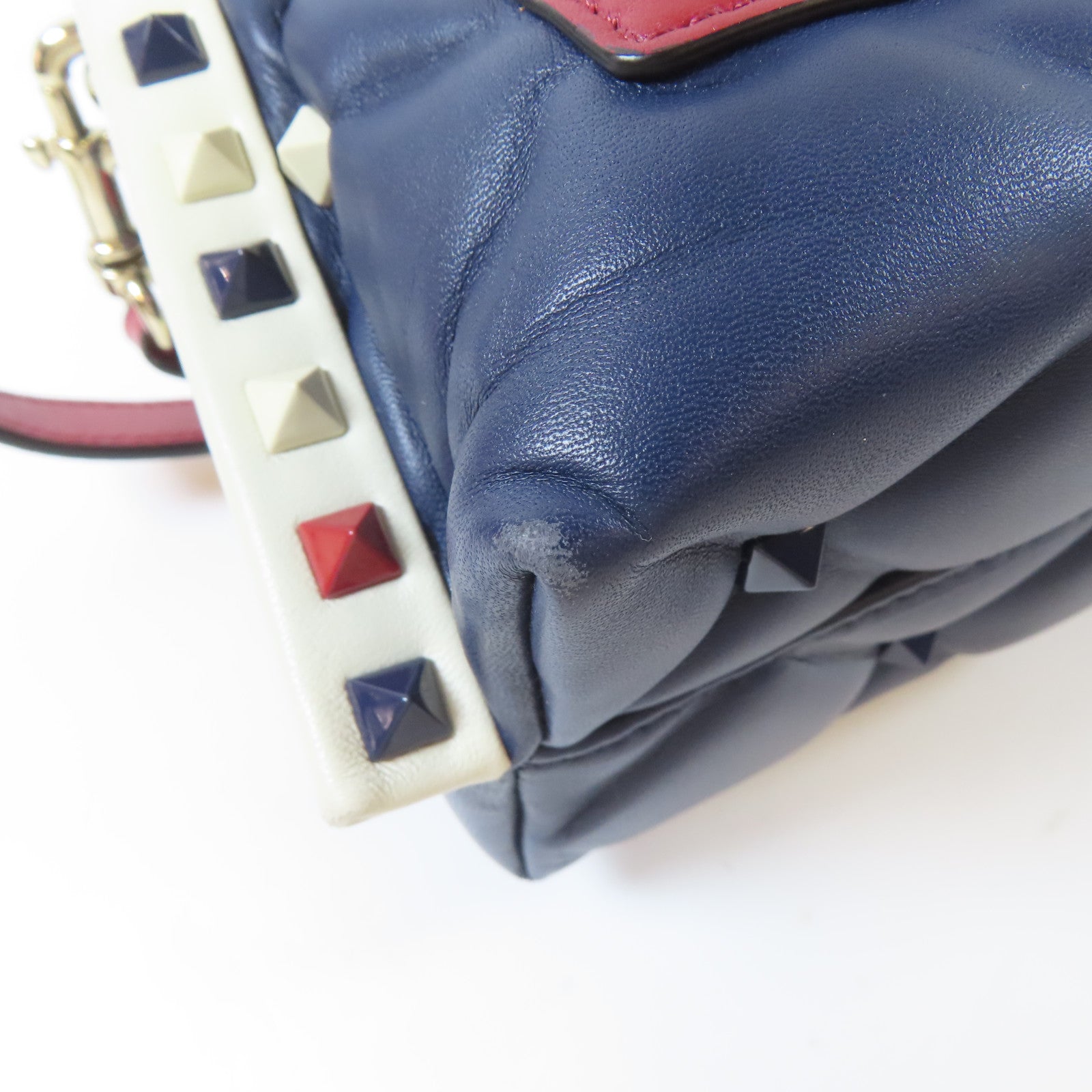 Valentino 牛皮皮革2 Way Shoulder Bag銀扣手挽肩背兩用袋藍色/紅色/白色
