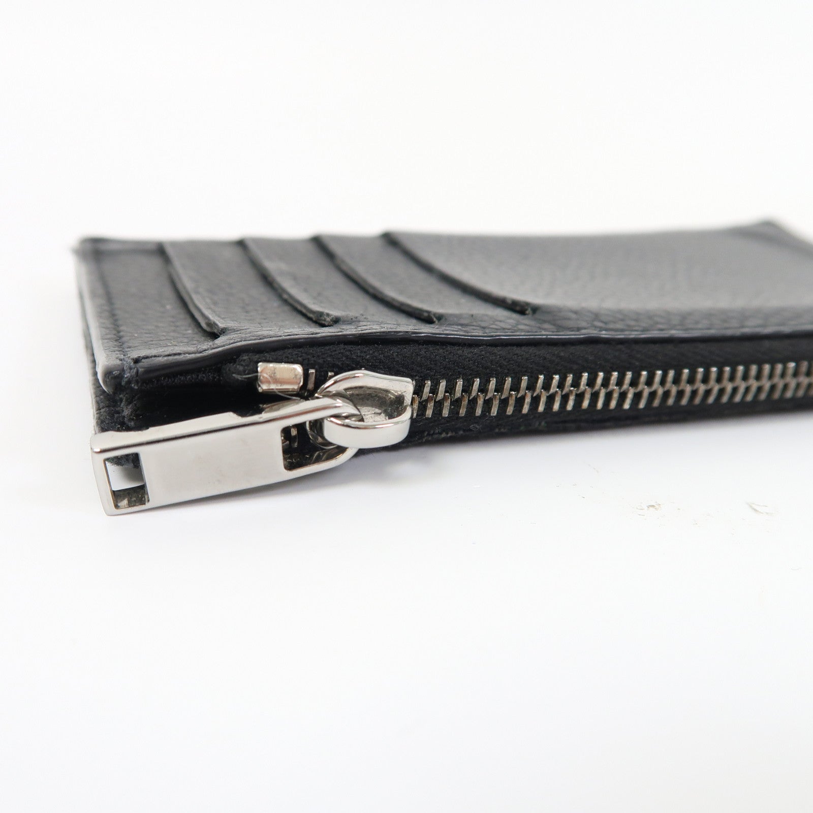Dior 帆布/牛皮皮革Oblique Card Case銀扣卡片套黑色