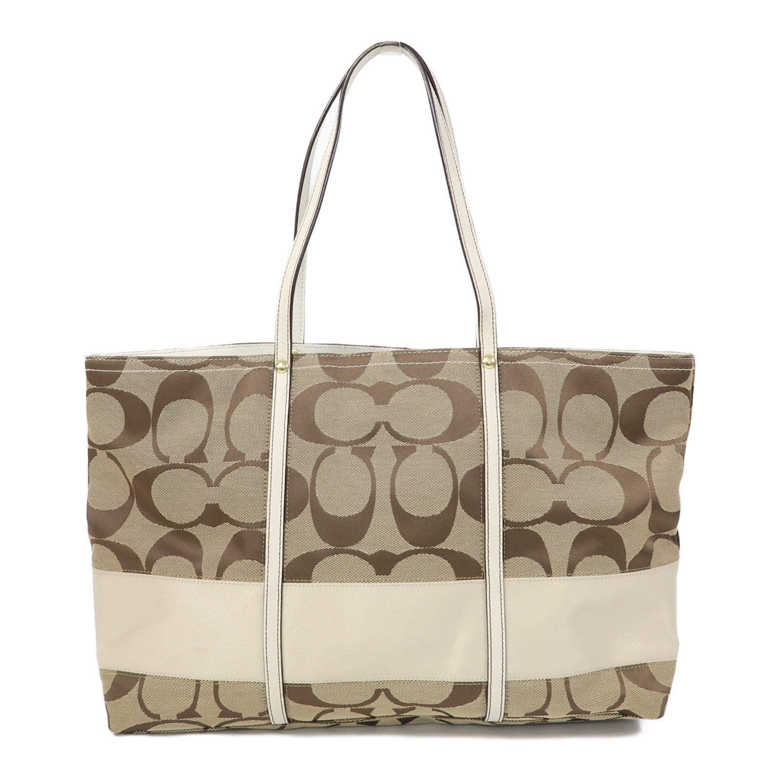 COACH 帆布Tote Bag金扣肩背袋啡色