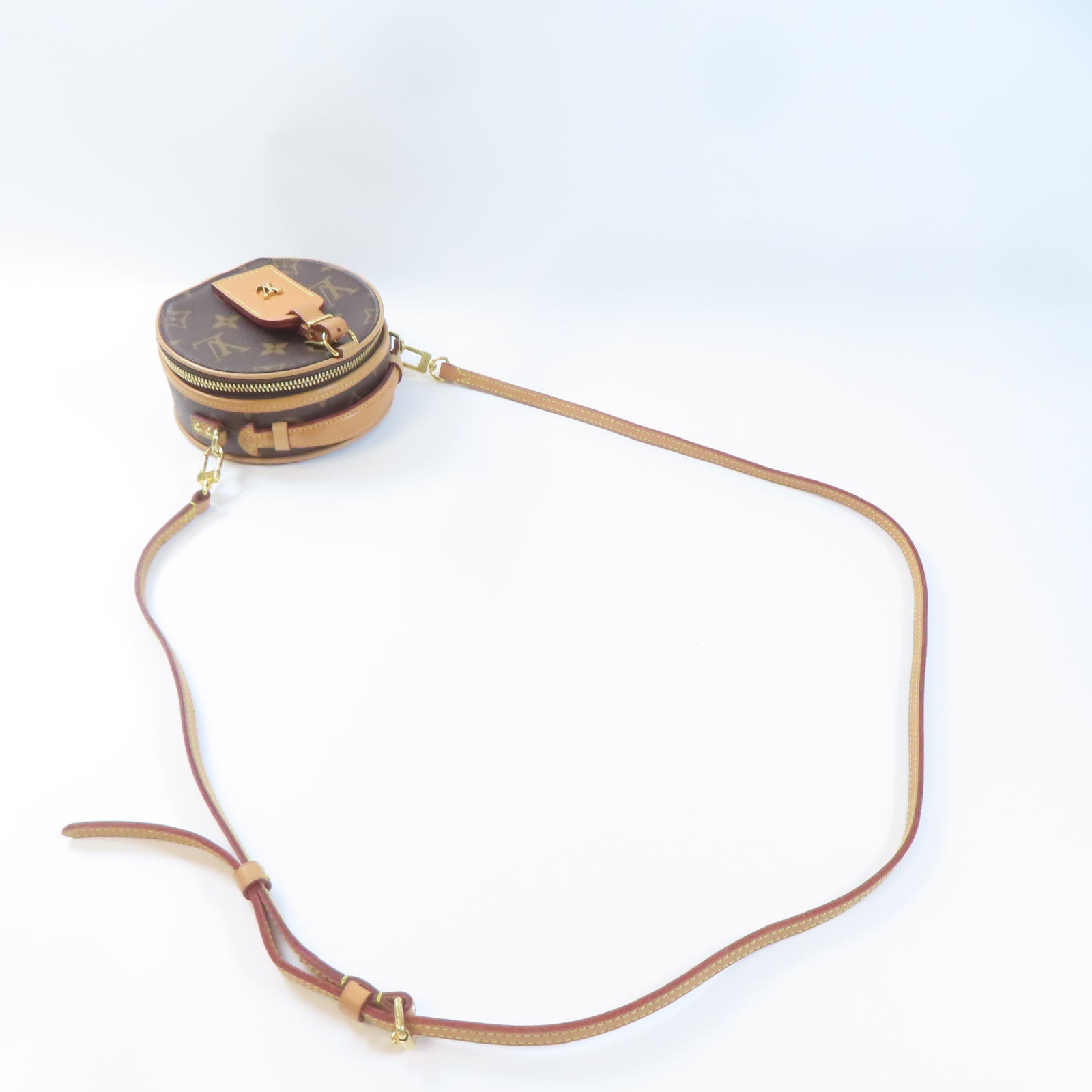 LOUIS VUITTON Monogram Mini Boite Chapeau金扣手挽肩背兩用袋棕色