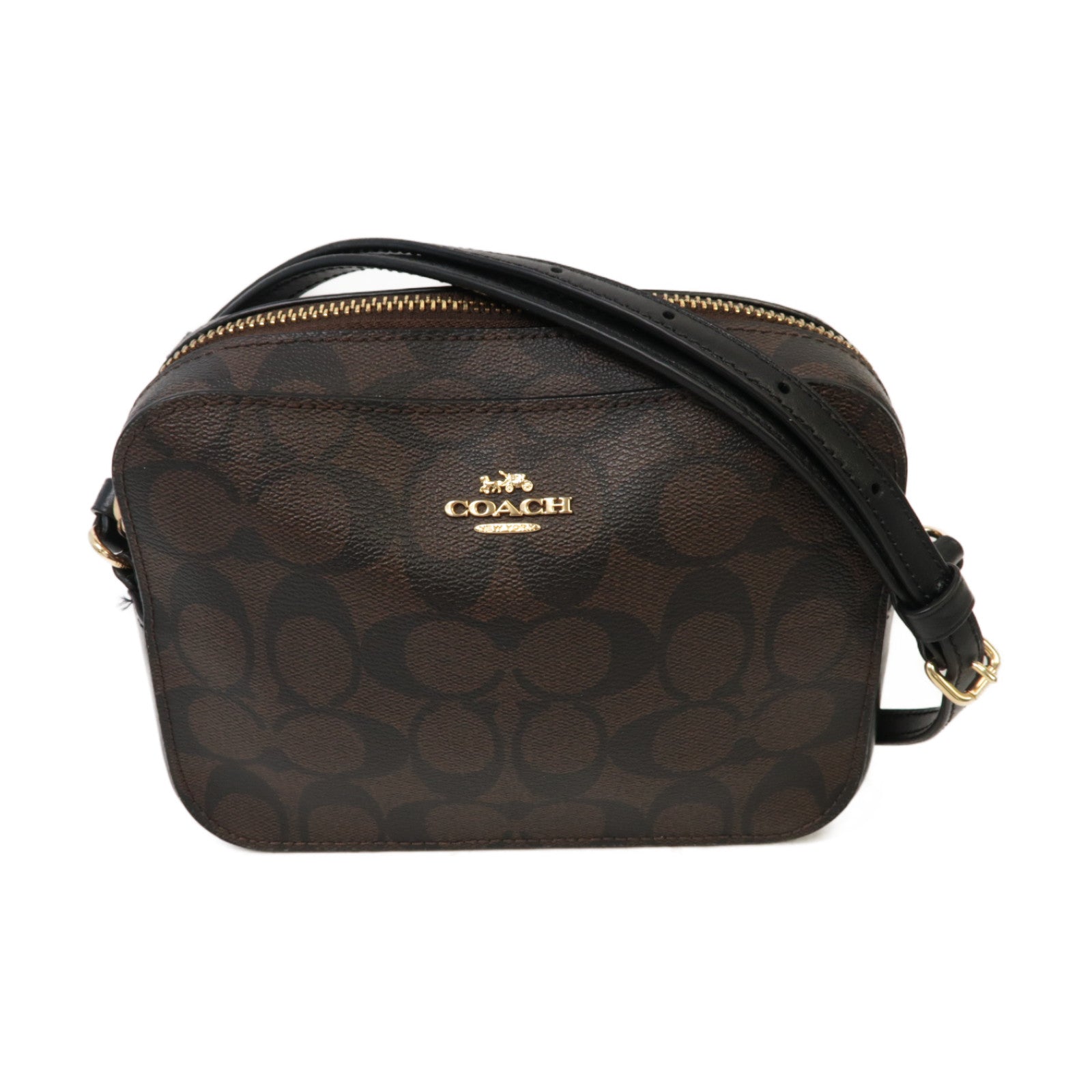 COACH 【激減優惠】塗層帆布Shoulder Bag金扣肩背袋啡色