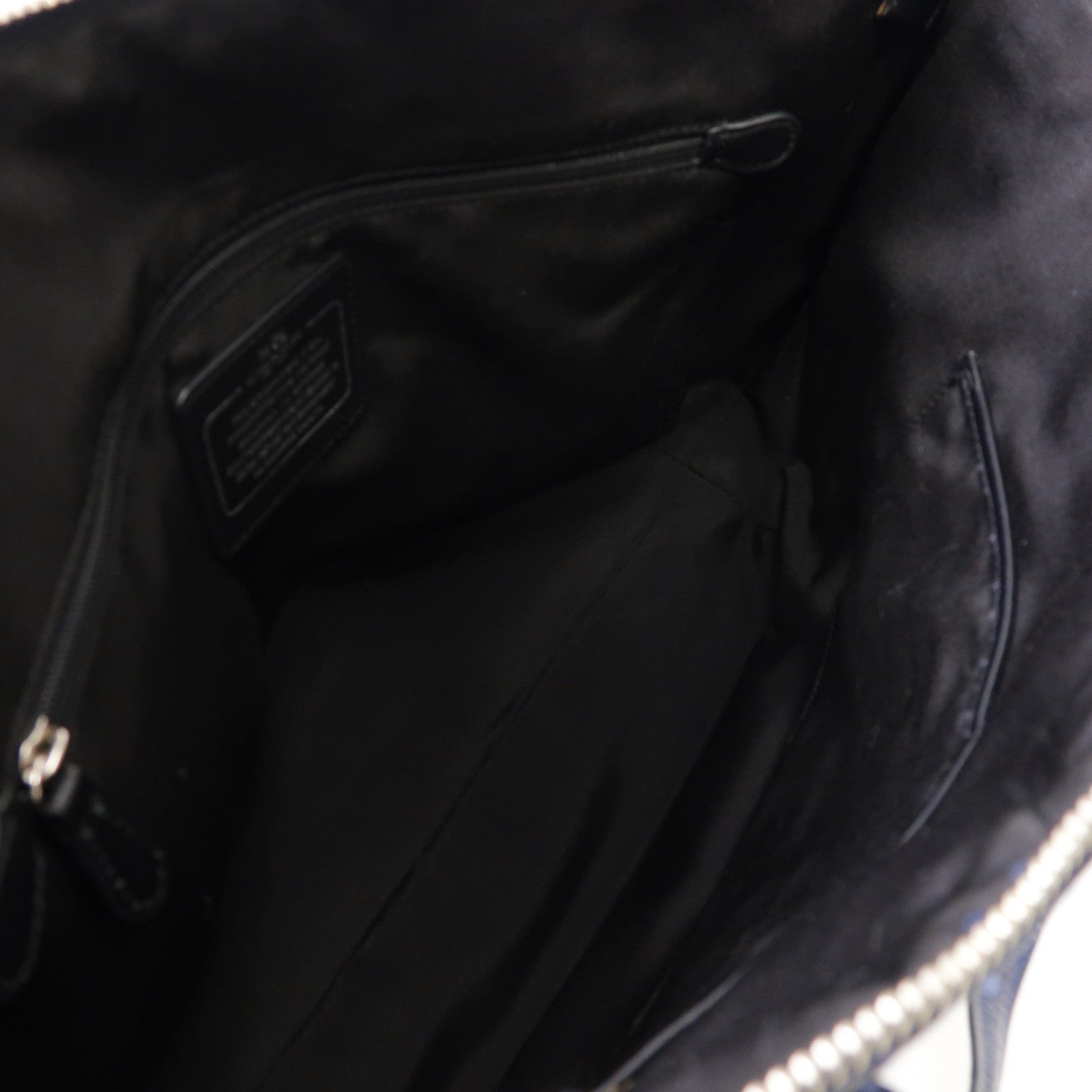 COACH 皮革Tote Bag銀扣手挽袋藍色