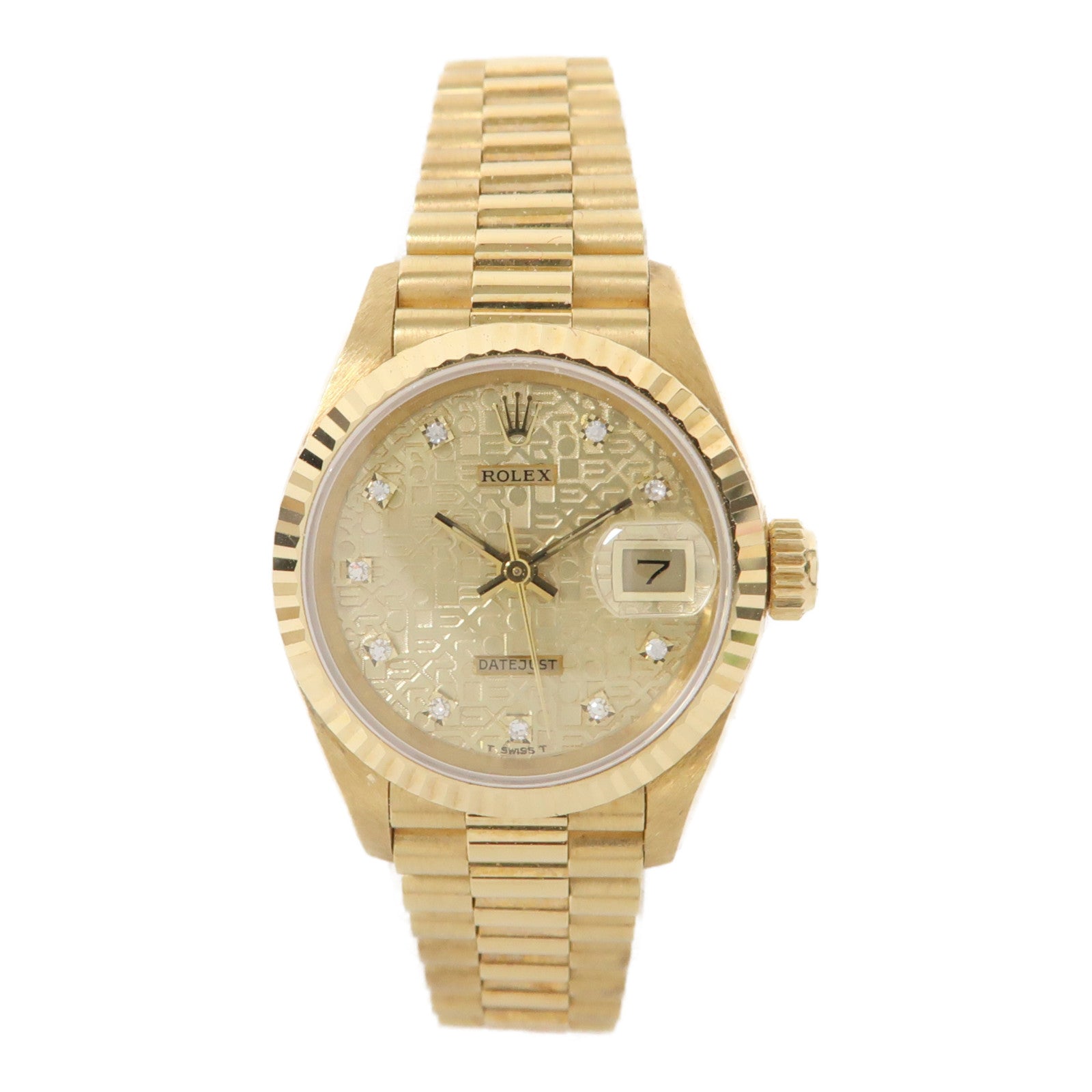 ROLEX Datejust 18K黃金手錶自動機芯金色