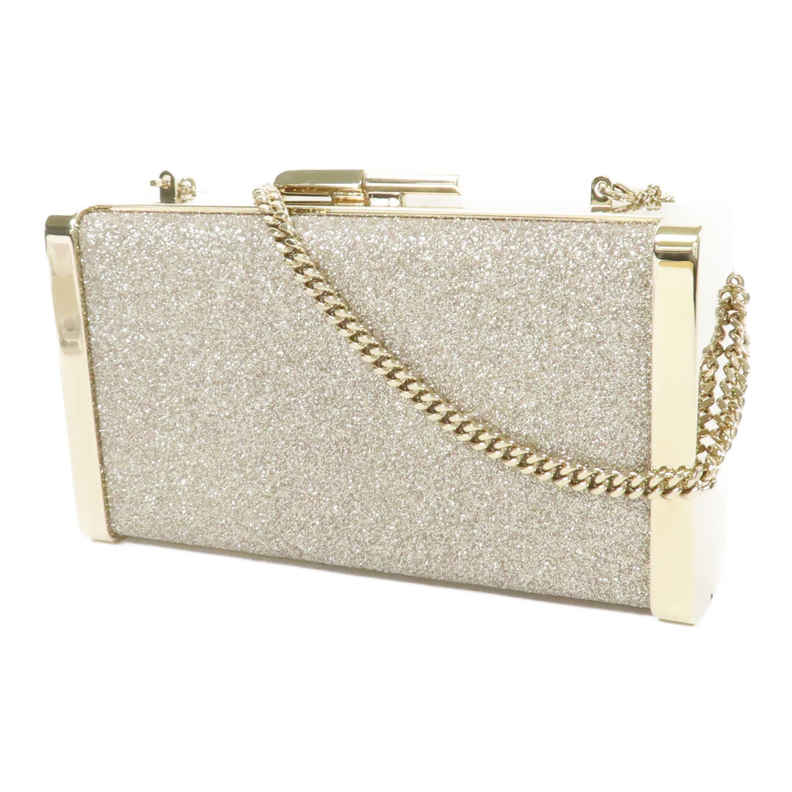 JIMMY CHOO 金屬/亮片Chain Shoulder Bag金扣鏈帶肩背袋金色