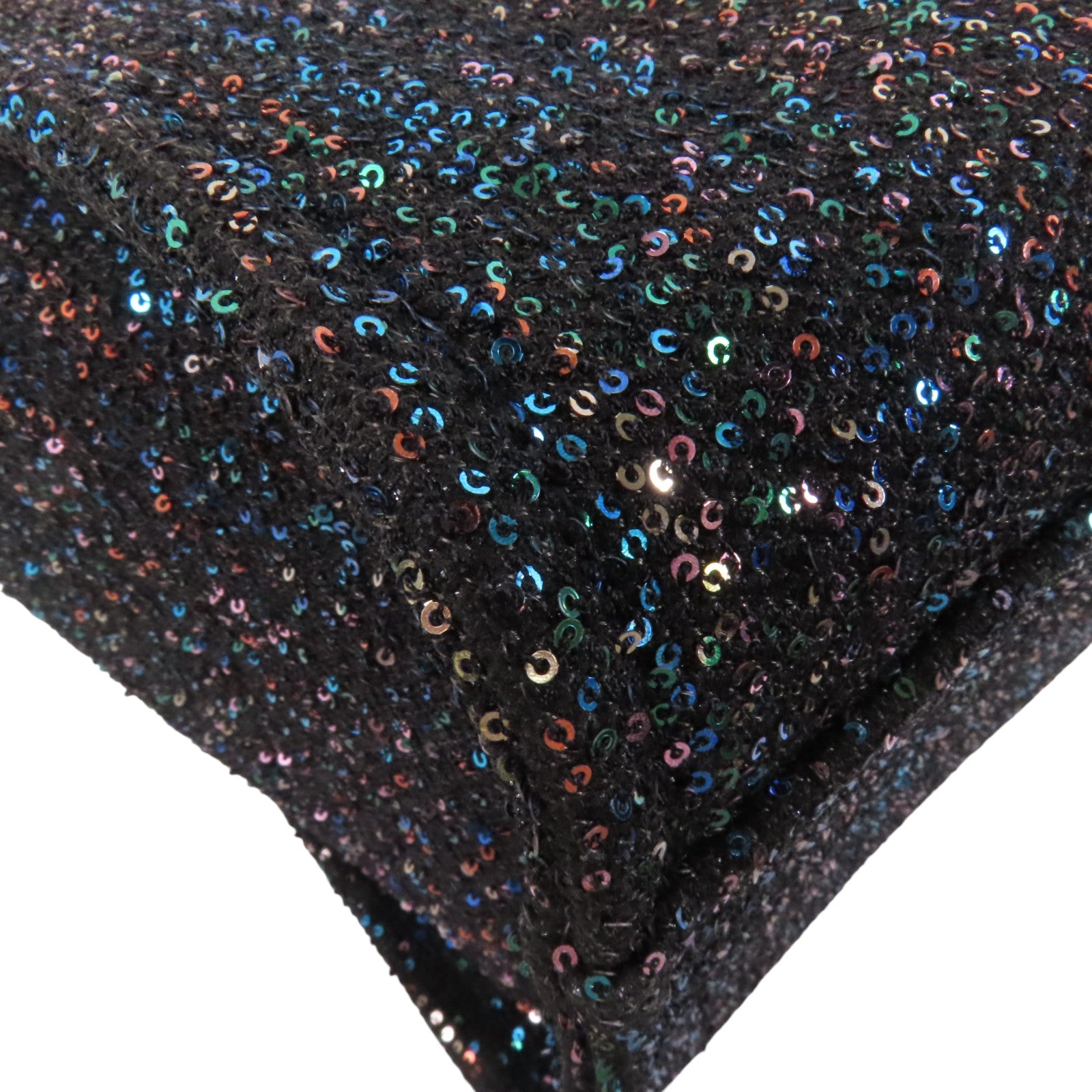 CHANEL 帆布/亮片Deauville Tote銀扣鏈帶手挽肩背兩用袋