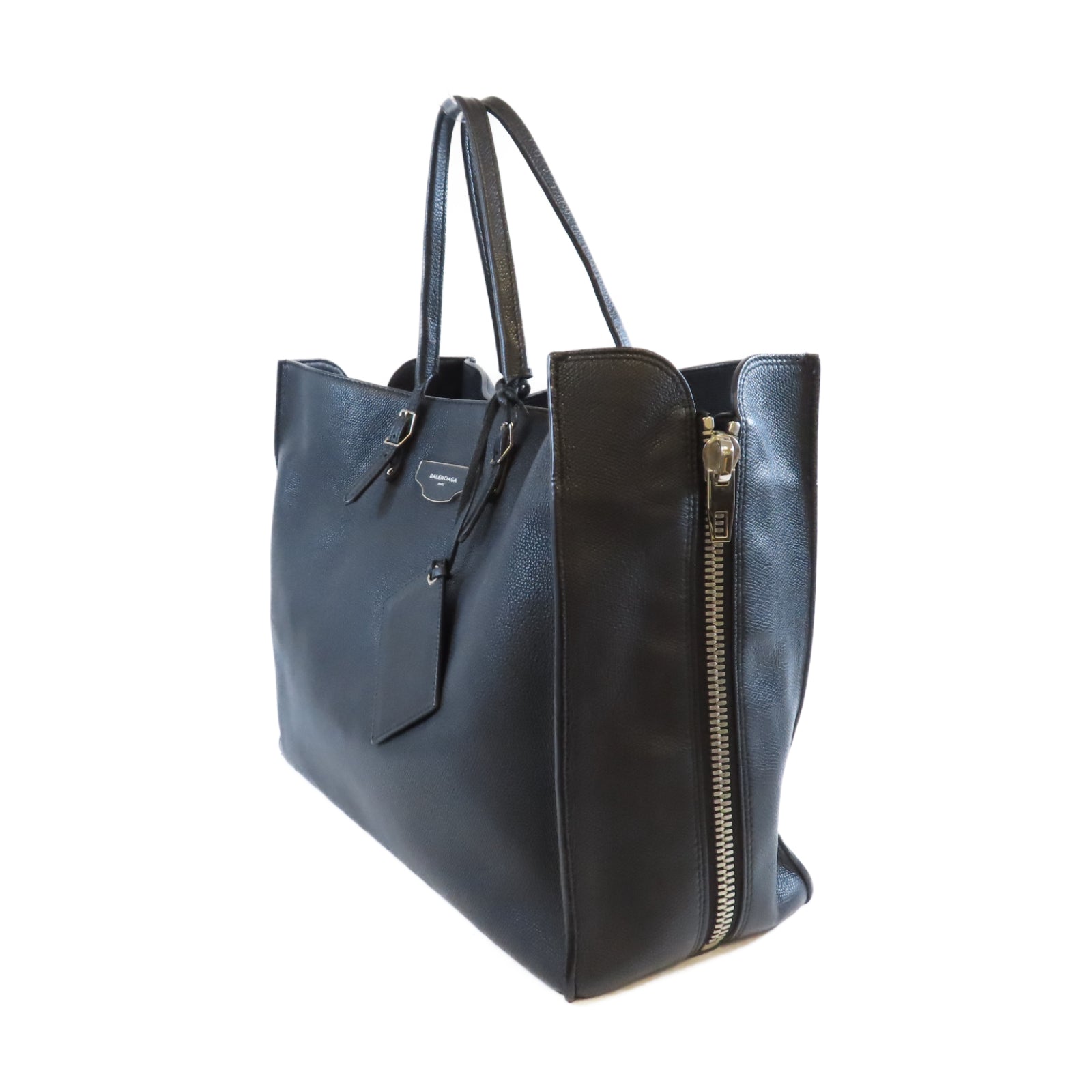 BALENCIAGA 【激減優惠】牛皮皮革Tote Bag銀扣肩背袋黑色