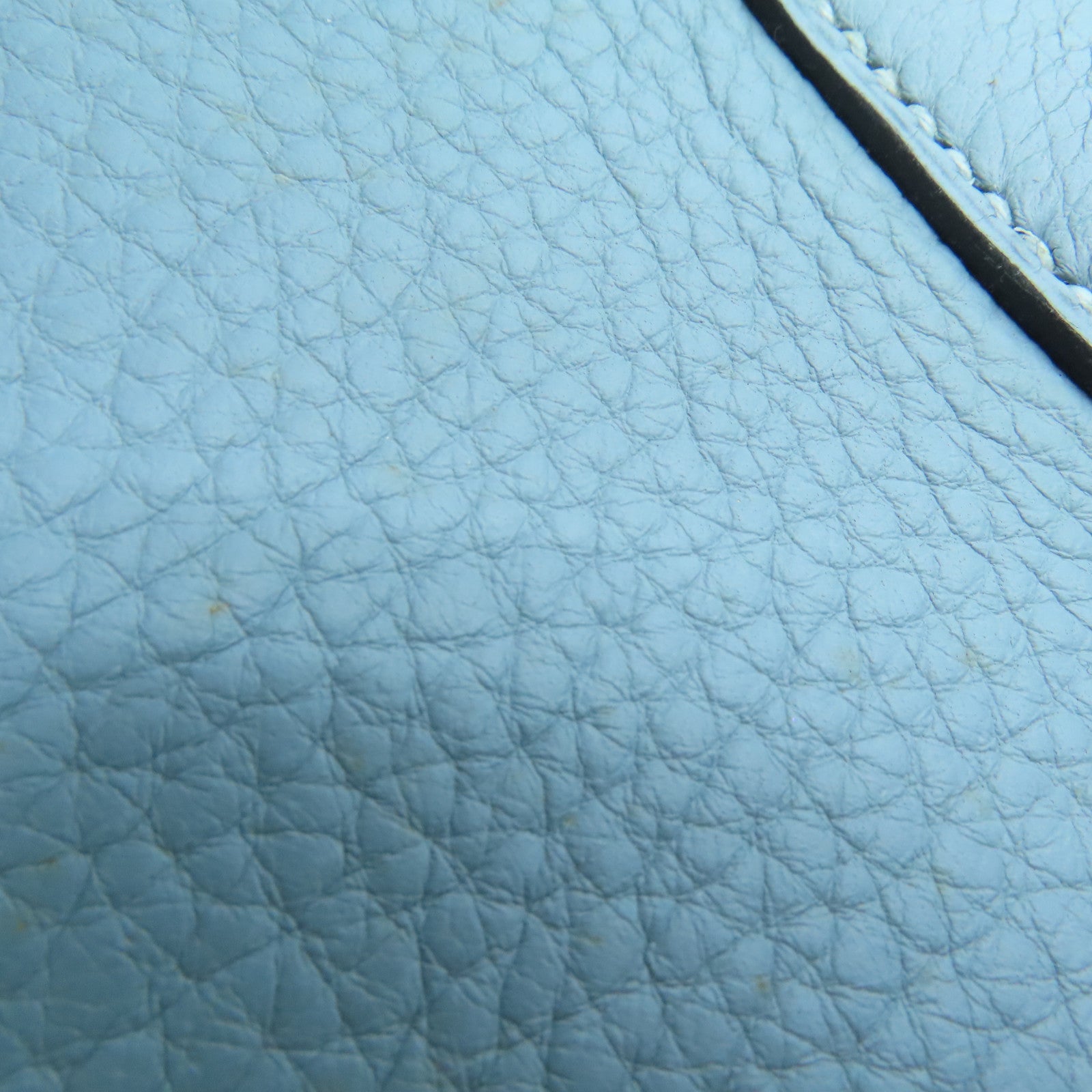 HERMES Clemence皮革Shoulder Birkin银扣手挽袋灰水蓝