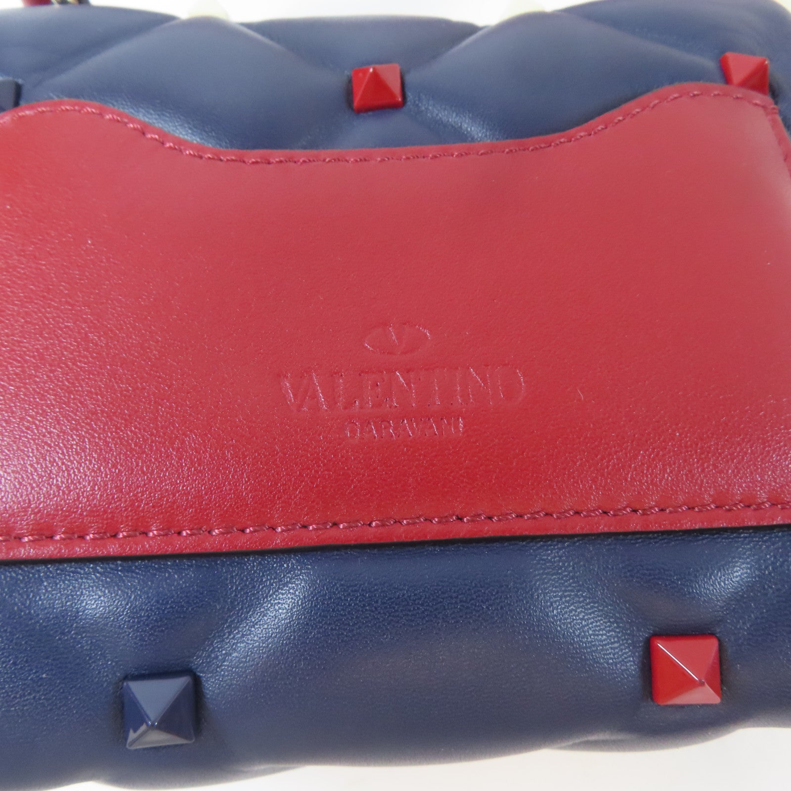 Valentino 牛皮皮革2 Way Shoulder Bag銀扣手挽肩背兩用袋藍色/紅色/白色