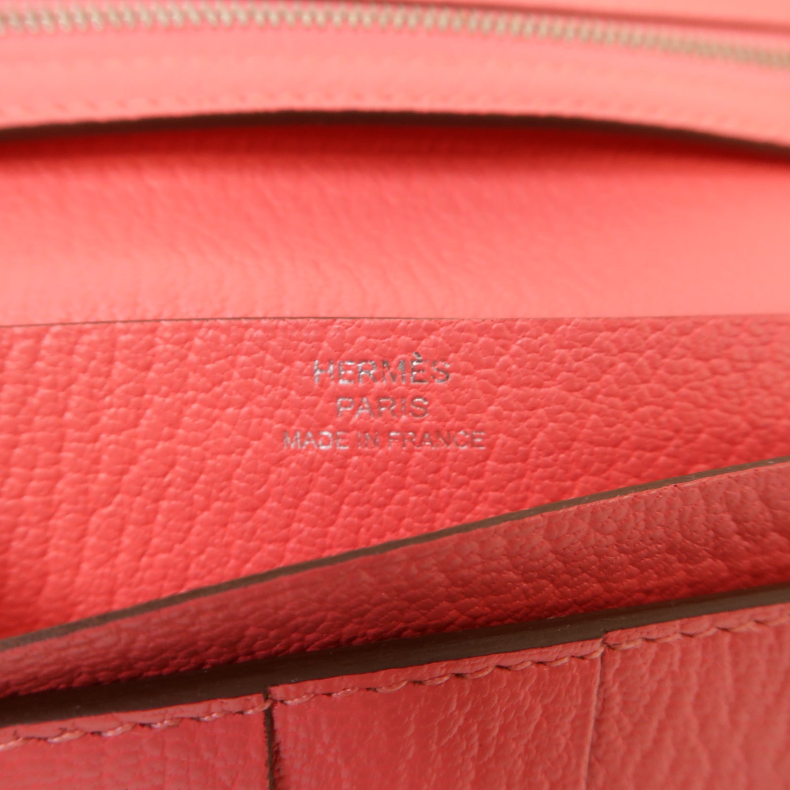 HERMES **【激減優惠】Chevre皮革Bearn Wallet銀扣長錢包粉紅色