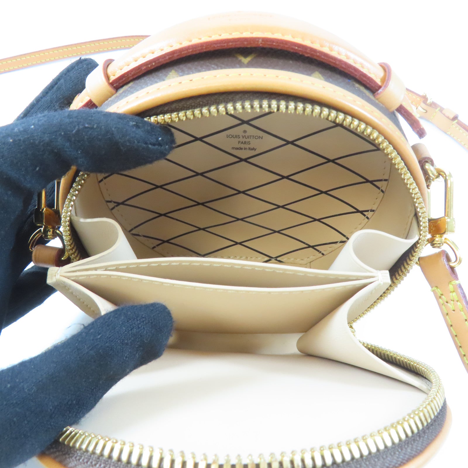 LOUIS VUITTON Monogram Mini Boite Chapeau金扣手挽肩背兩用袋棕色