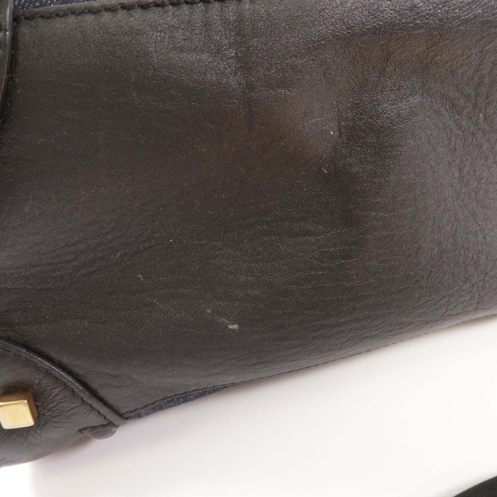 CELINE GHW Tote Bag Denim/Leather Navy