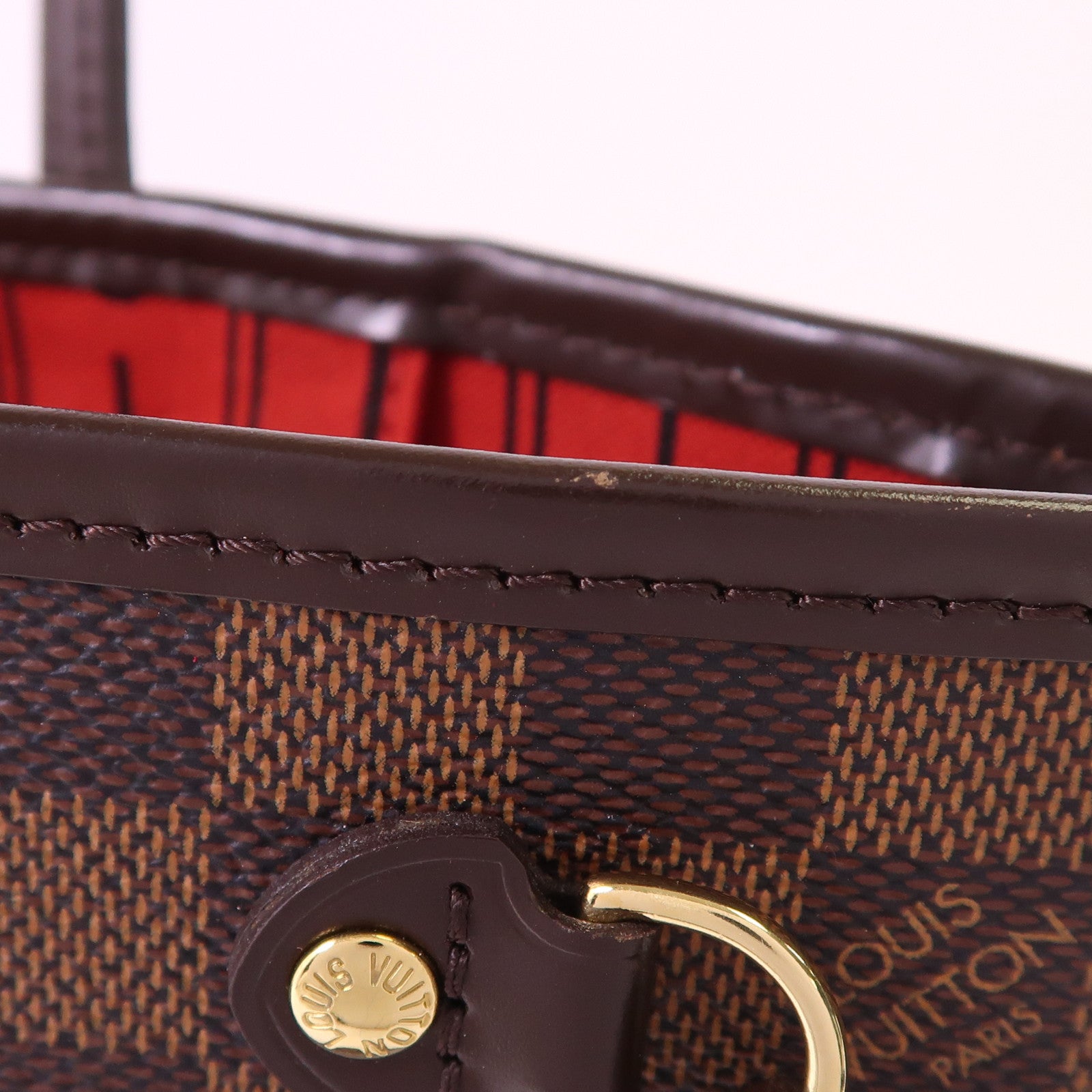 LOUIS VUITTON Damier Neverfull PM金扣手挽袋