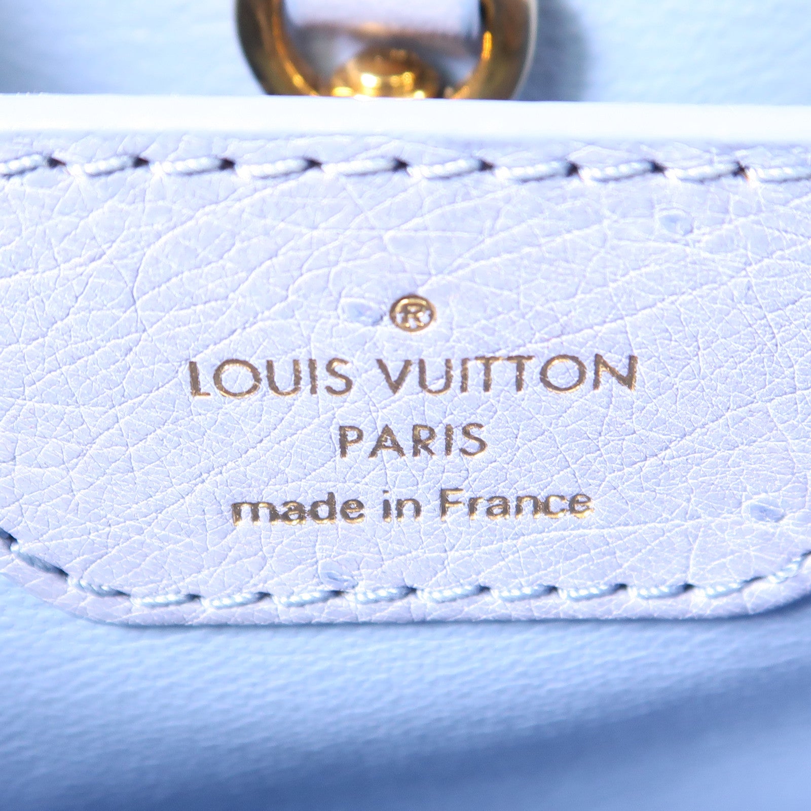 LOUIS VUITTON 鴕鳥皮革Capucines BB金扣手挽肩背兩用袋