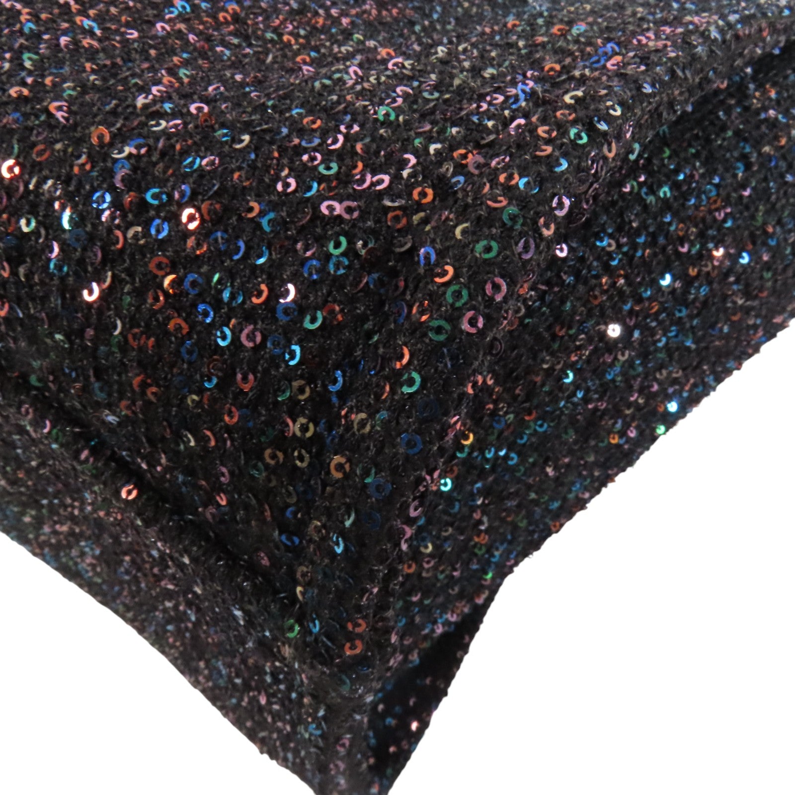 CHANEL 帆布/亮片Deauville Tote銀扣鏈帶手挽肩背兩用袋