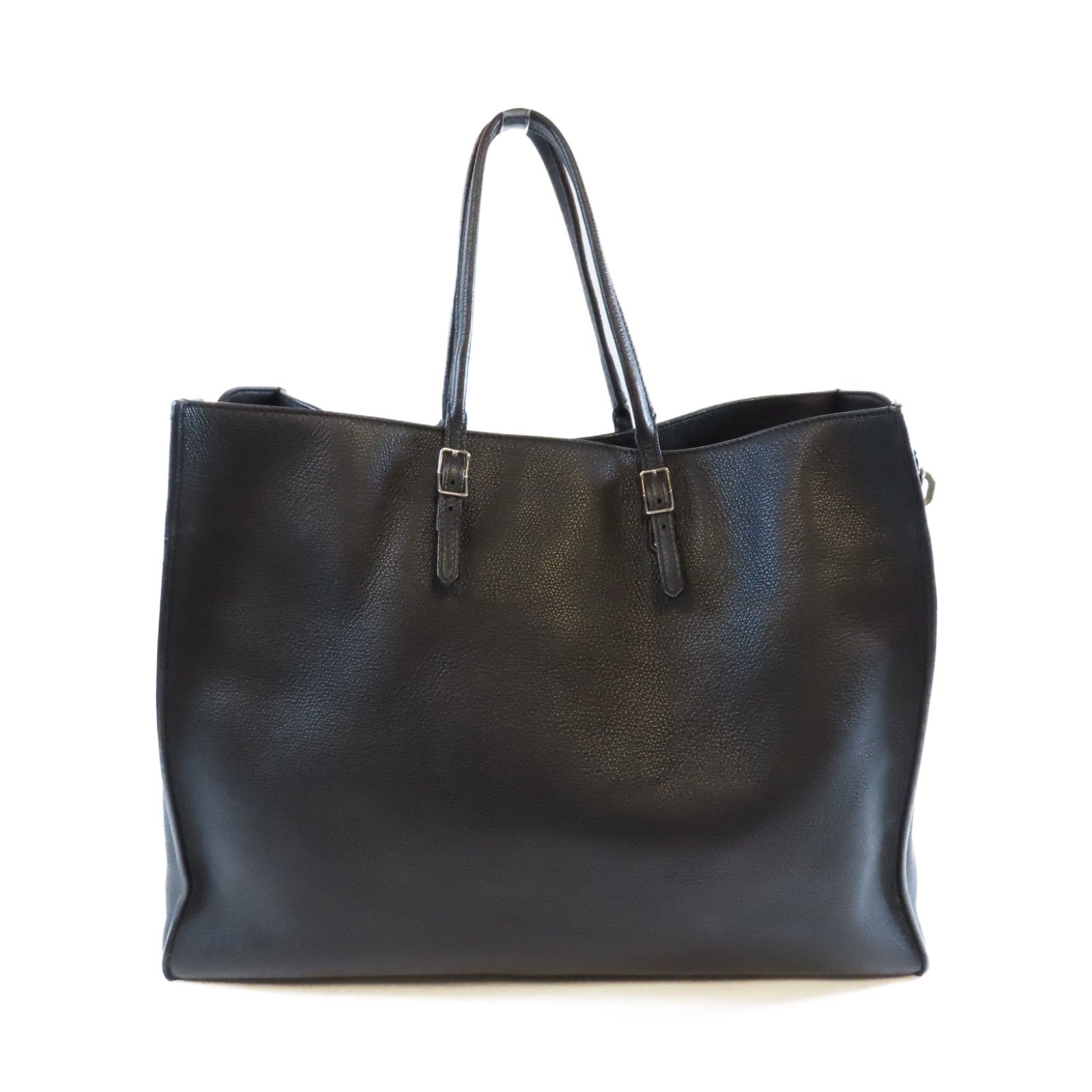 BALENCIAGA 【激減優惠】牛皮皮革Tote Bag銀扣肩背袋黑色