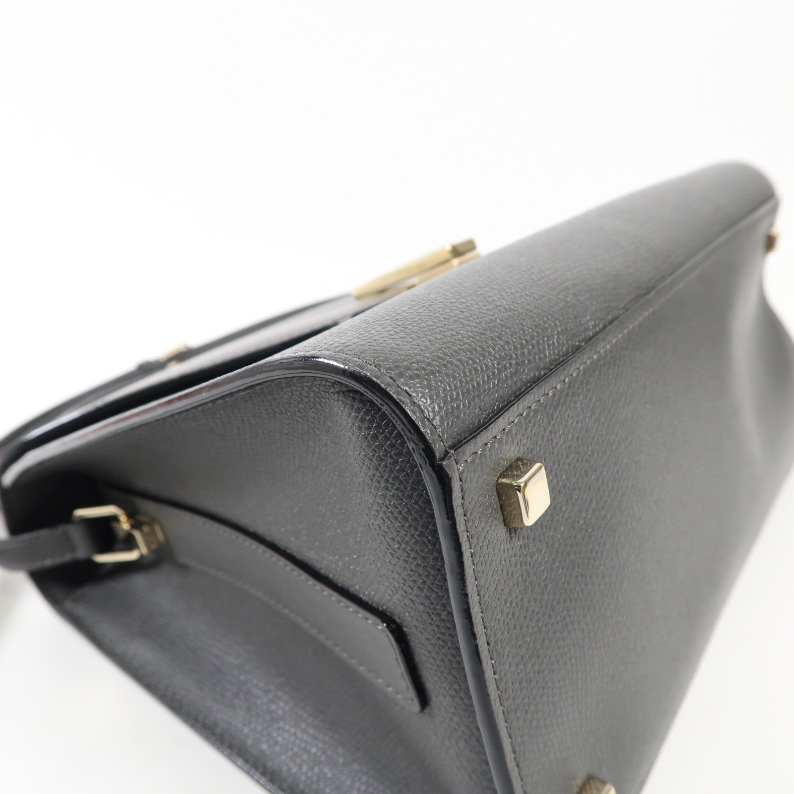 Valextra 牛皮皮革Iside Top Handle Medium Bag金扣手挽肩背兩用袋