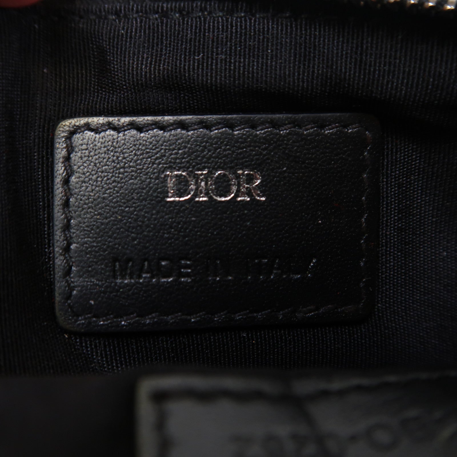 Dior 帆布/牛皮皮革Oblique Card Case銀扣卡片套黑色