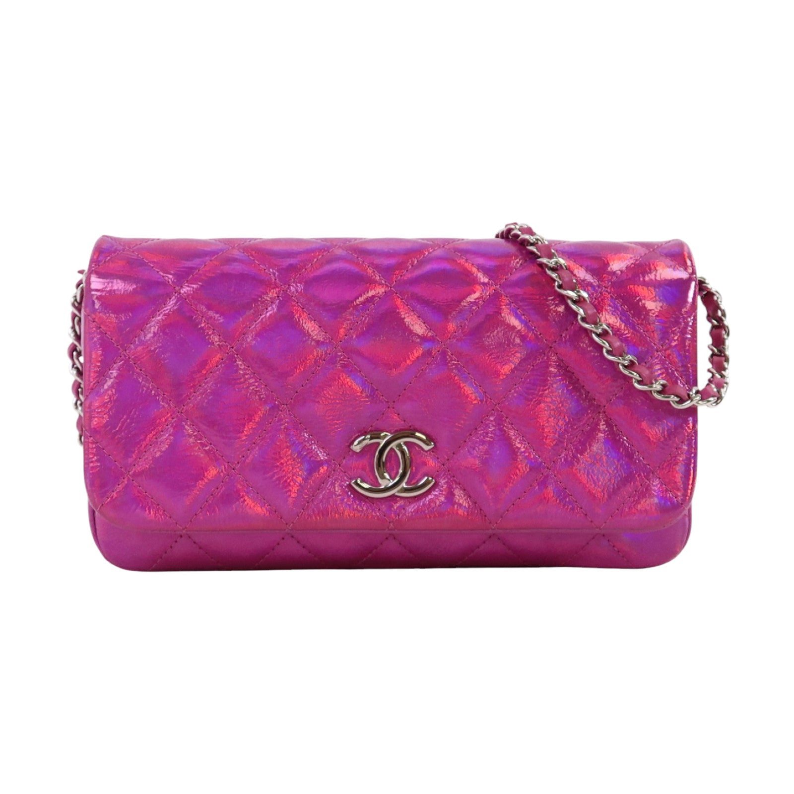 CHANEL 山羊皮革Chain Shoulder銀扣鏈帶肩背袋