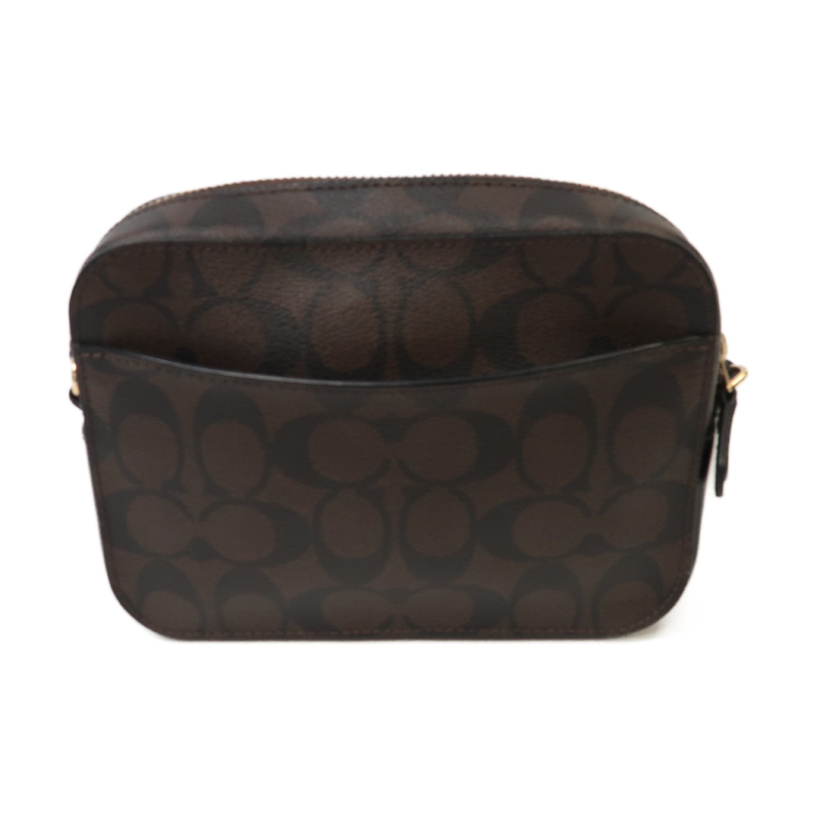 COACH 【激減優惠】塗層帆布Shoulder Bag金扣肩背袋啡色