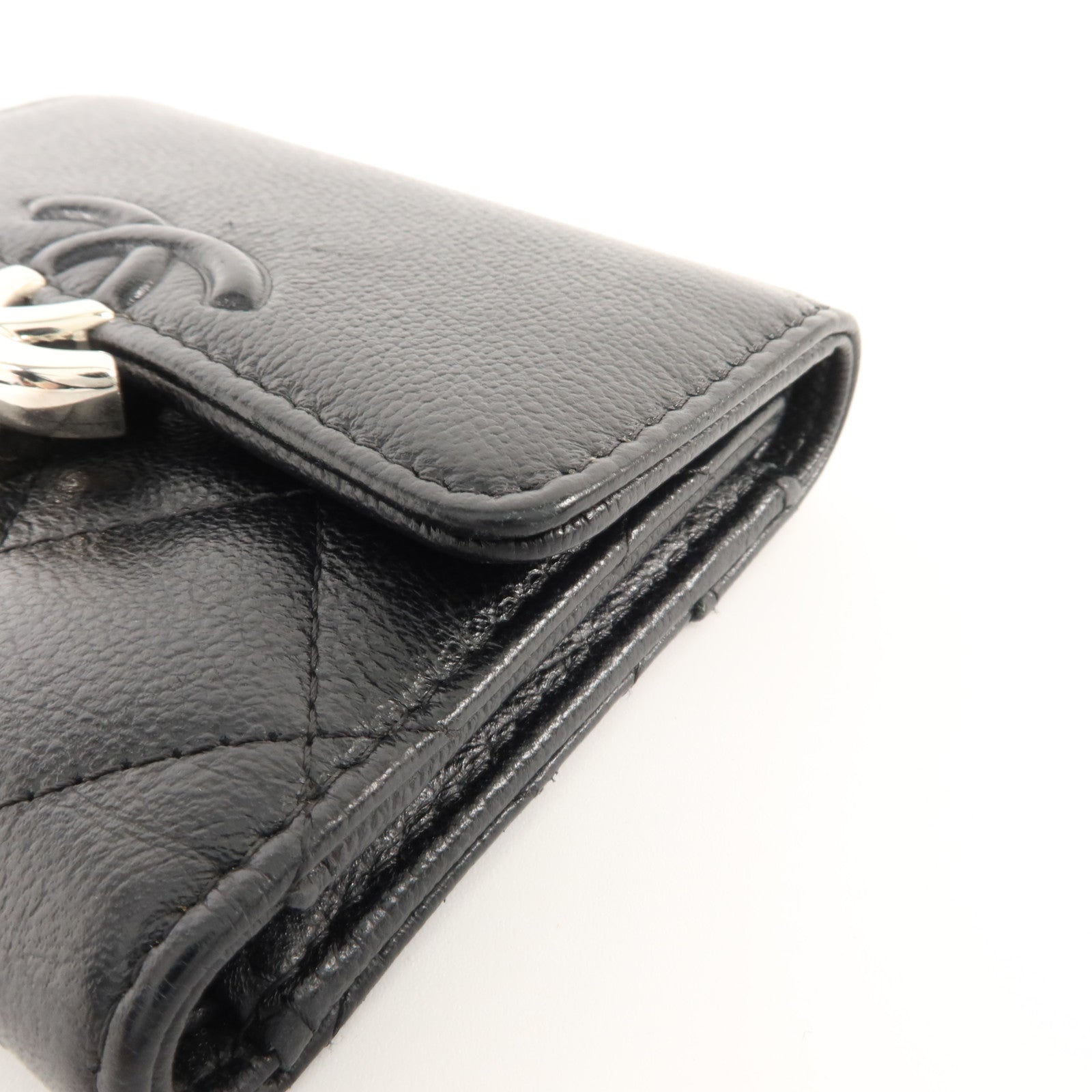 CHANEL 牛皮皮革Trifold Wallet銀扣錢包
