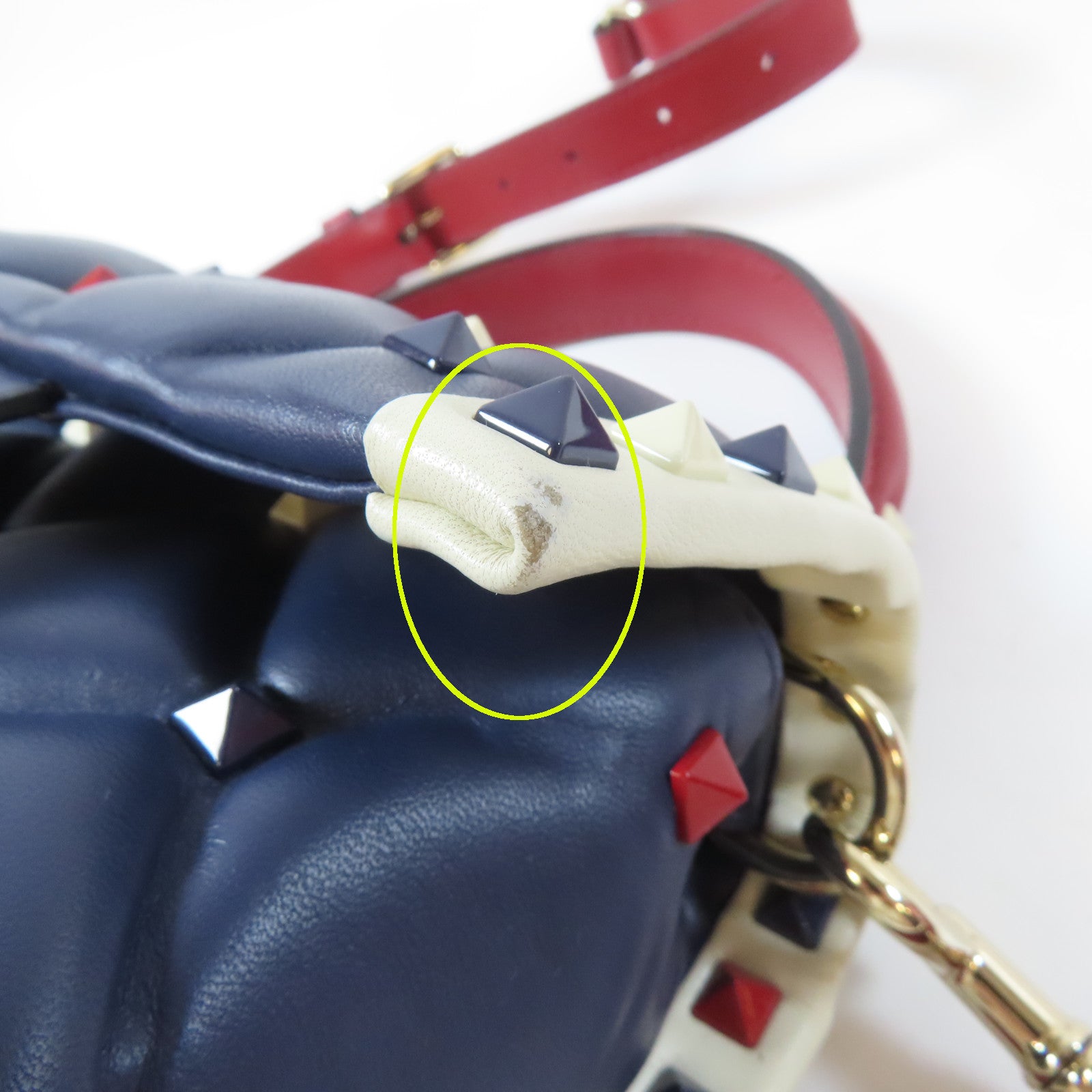 Valentino 牛皮皮革2 Way Shoulder Bag銀扣手挽肩背兩用袋藍色/紅色/白色