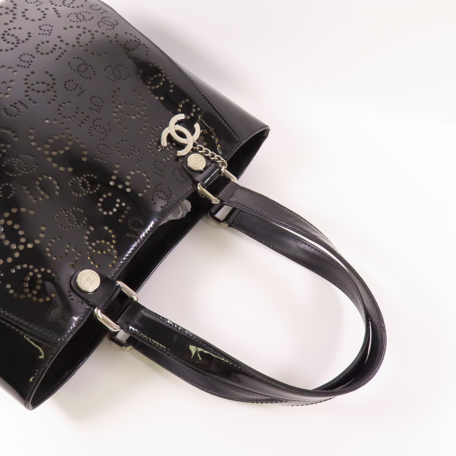 CHANEL 漆皮皮革No.5 Coco Mark Tote Bag銀扣肩背袋
