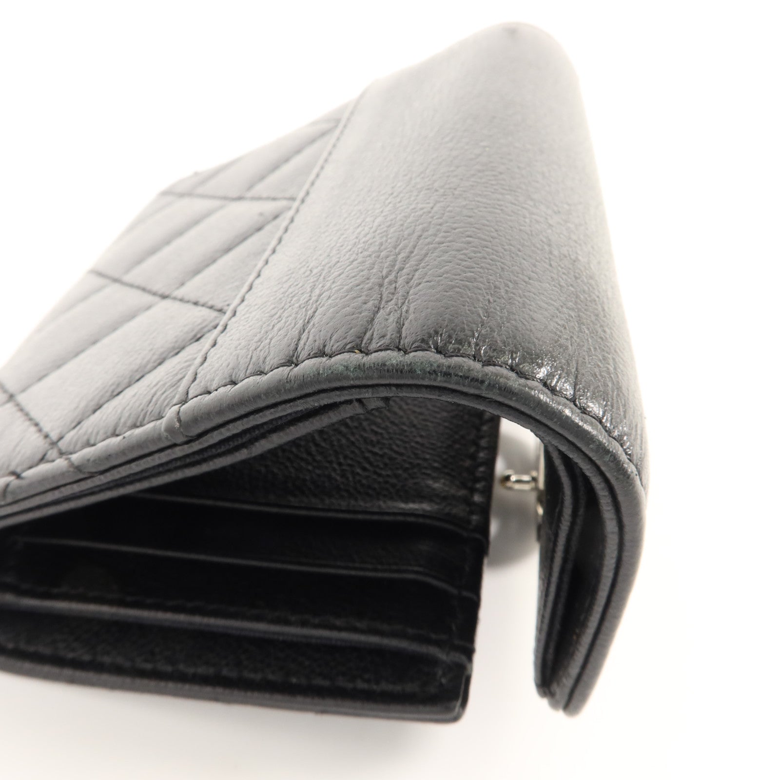 CHANEL 牛皮皮革Trifold Wallet銀扣錢包
