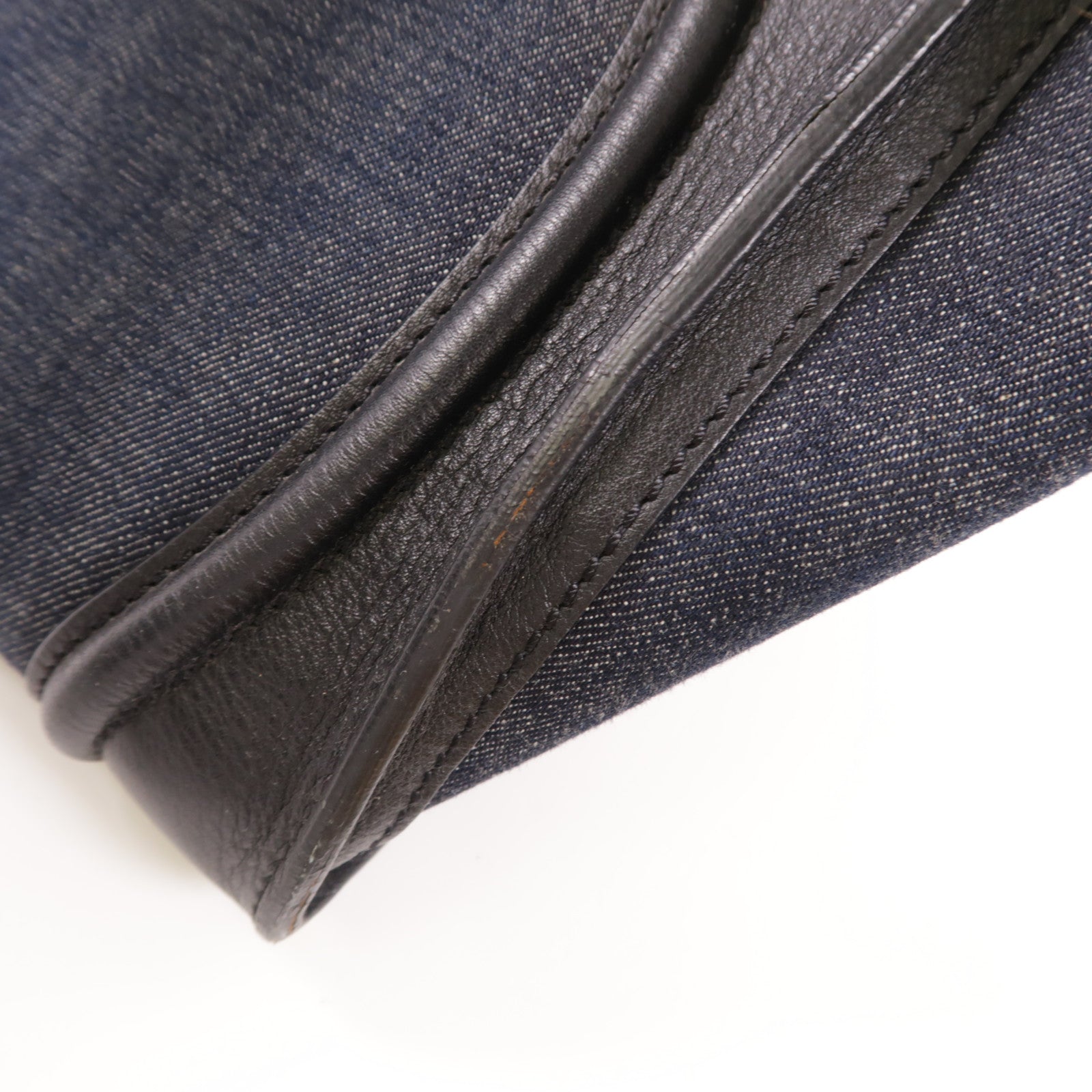 CELINE GHW Tote Bag Denim/Leather Navy