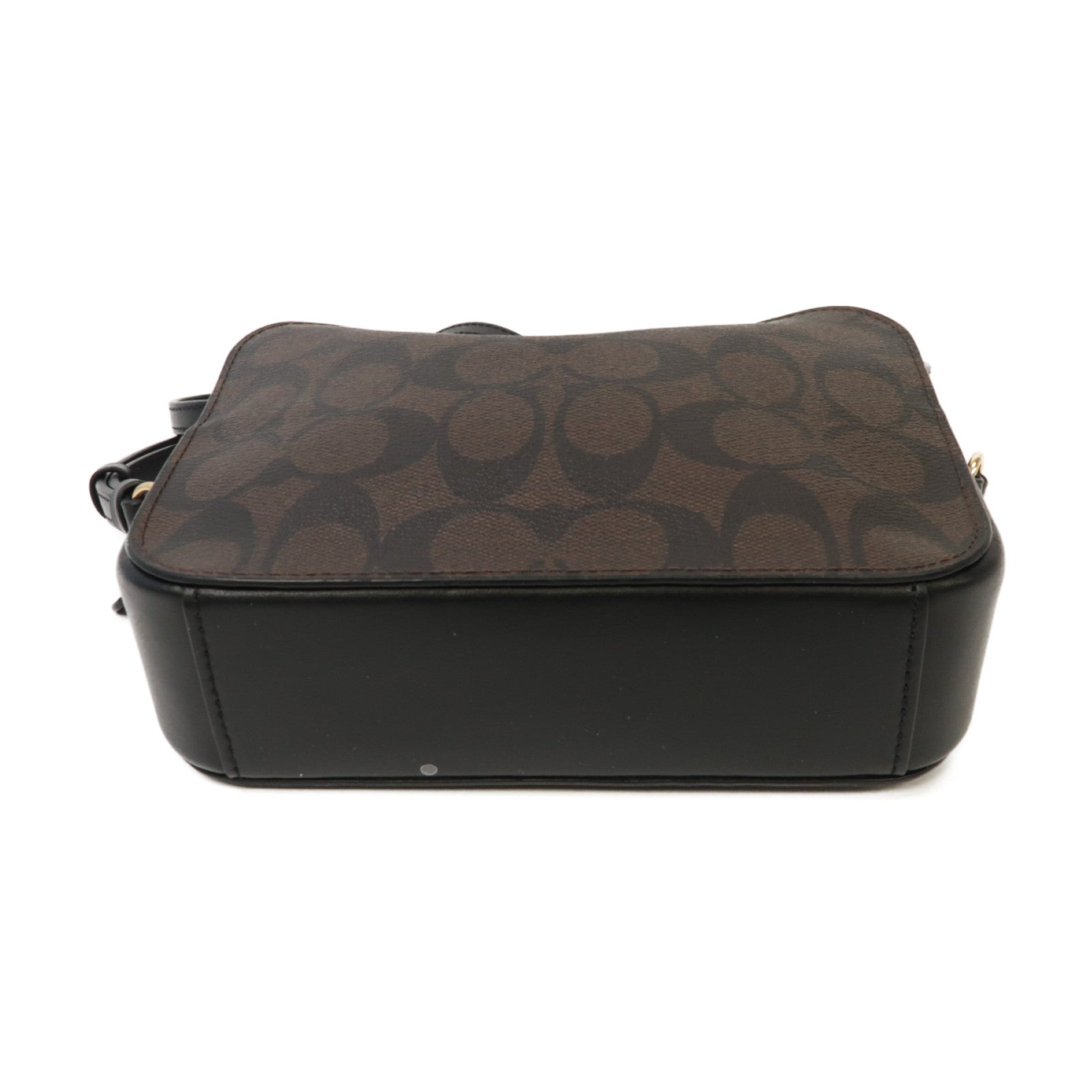 COACH 【激減優惠】塗層帆布Shoulder Bag金扣肩背袋啡色