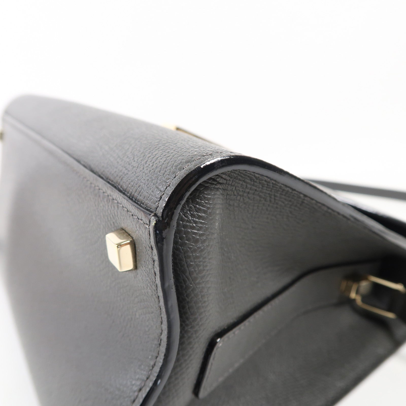 Valextra 牛皮皮革Iside Top Handle Medium Bag金扣手挽肩背兩用袋